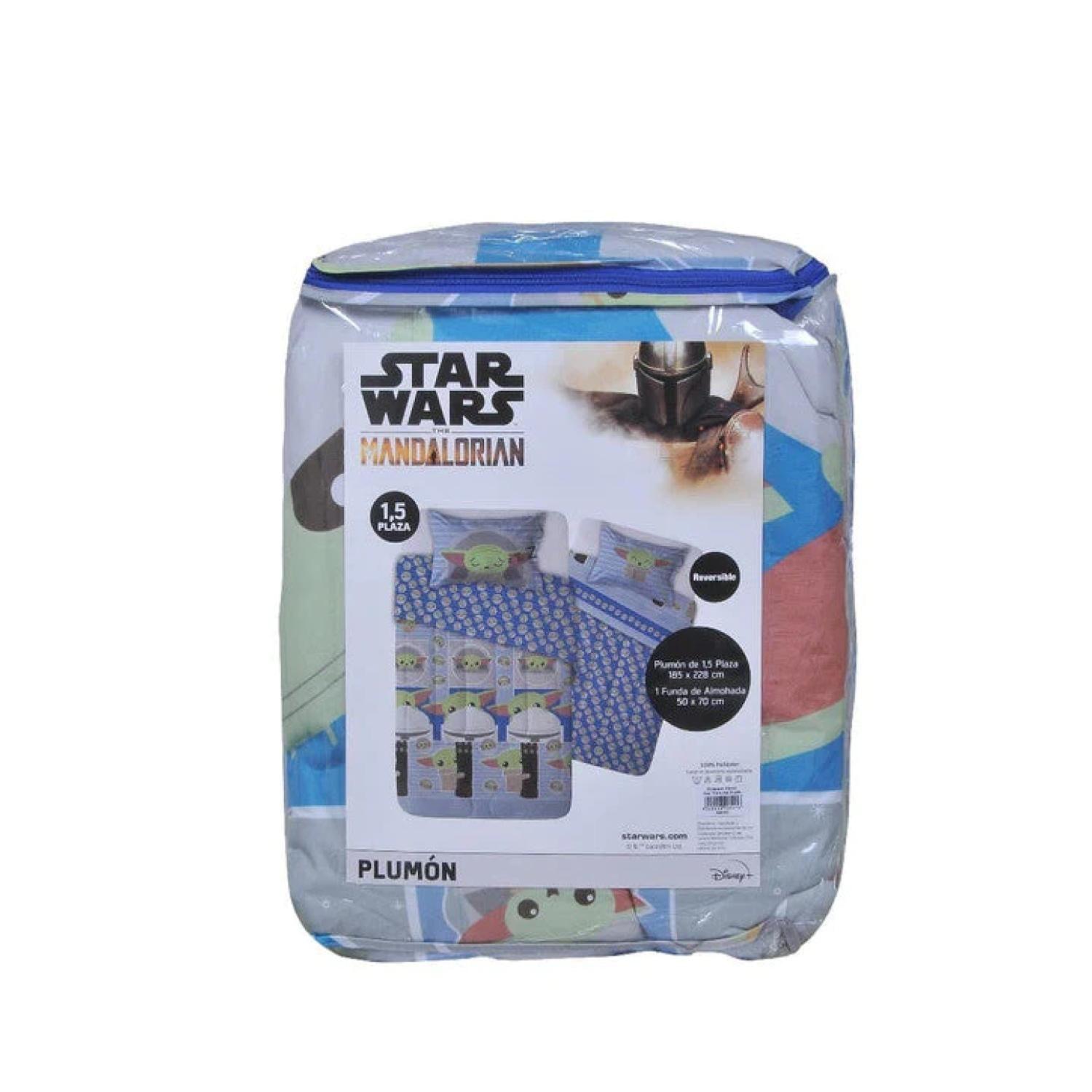 Plumon 1.5 Plazas Microfibra Infantil Azul Grogu Baby Yoda-0
