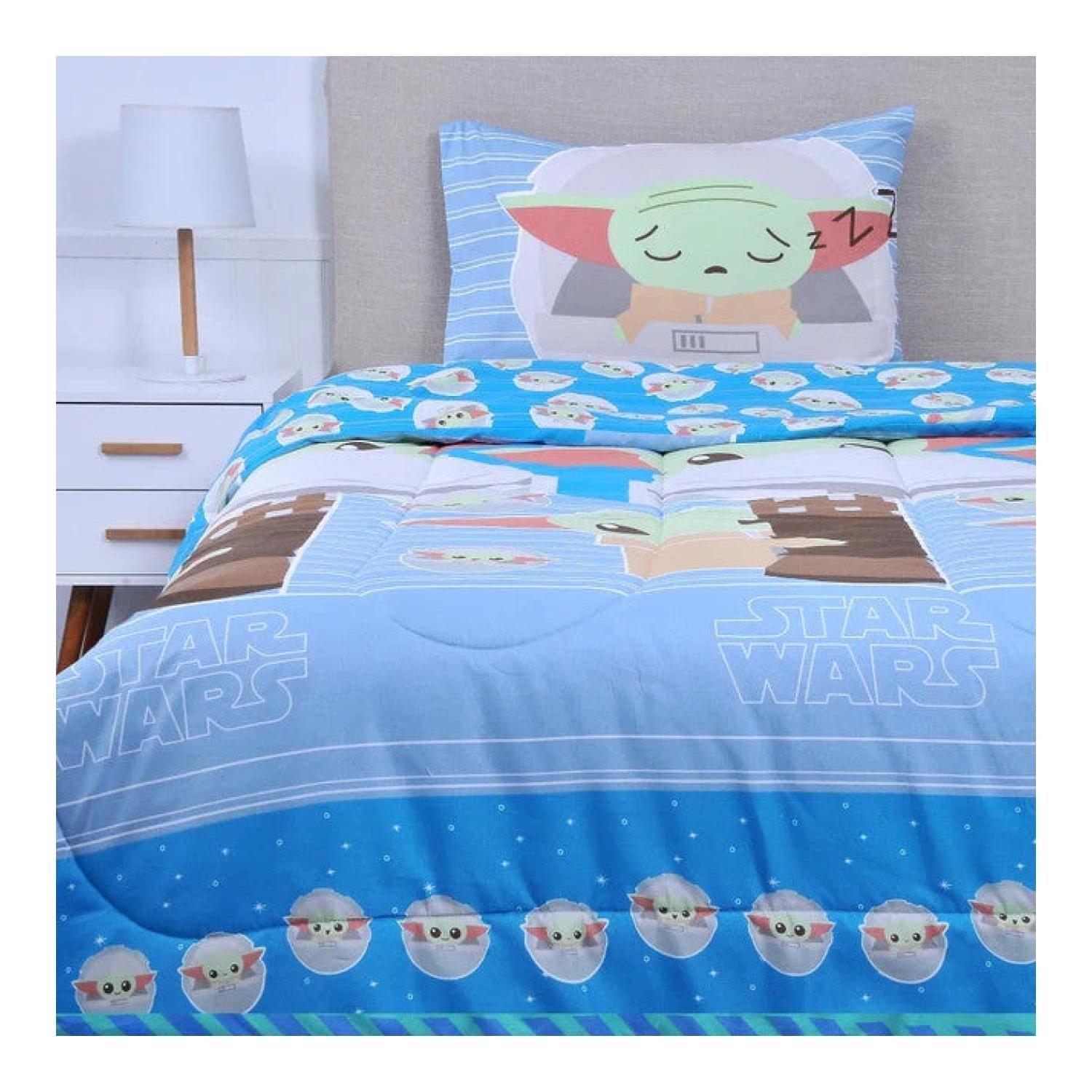 Plumon 1.5 Plazas Microfibra Infantil Azul Grogu Baby Yoda-2