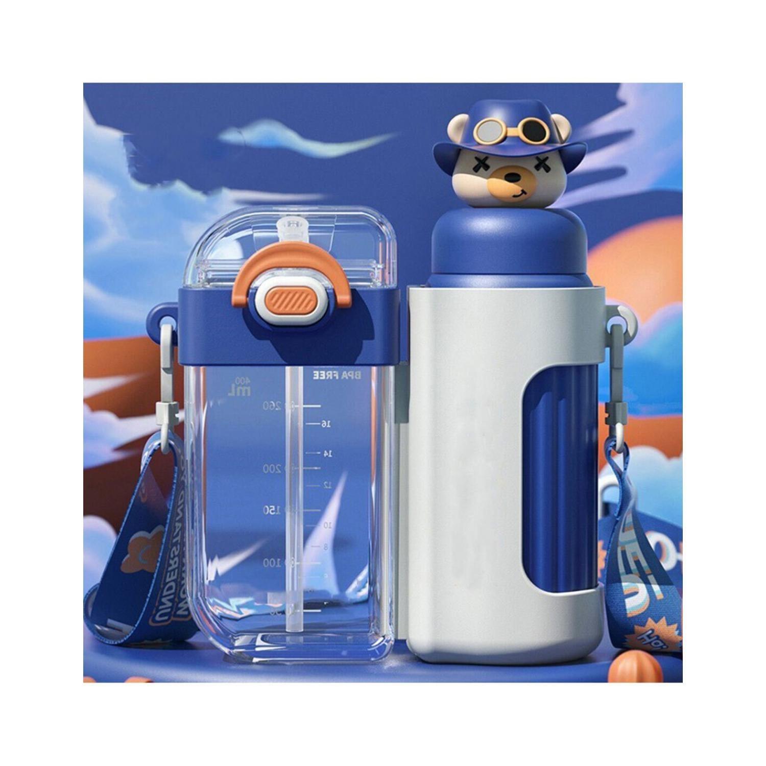 Botella De Agua 2En1 Para Niños Escolar 720ml Azul Infantil-2