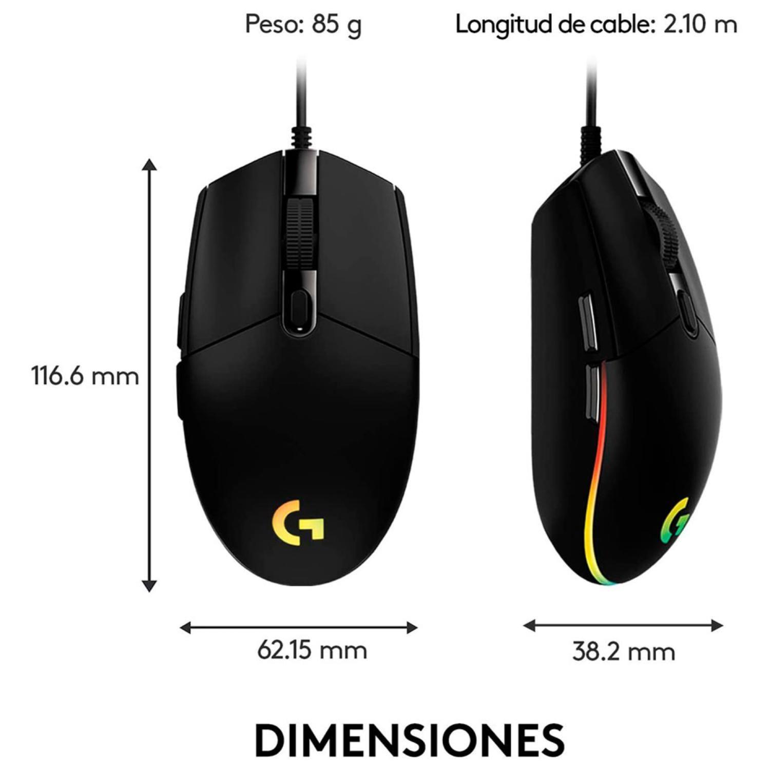 Mouse Gamer USB 6B 8000DPI RGB Negro G203-3