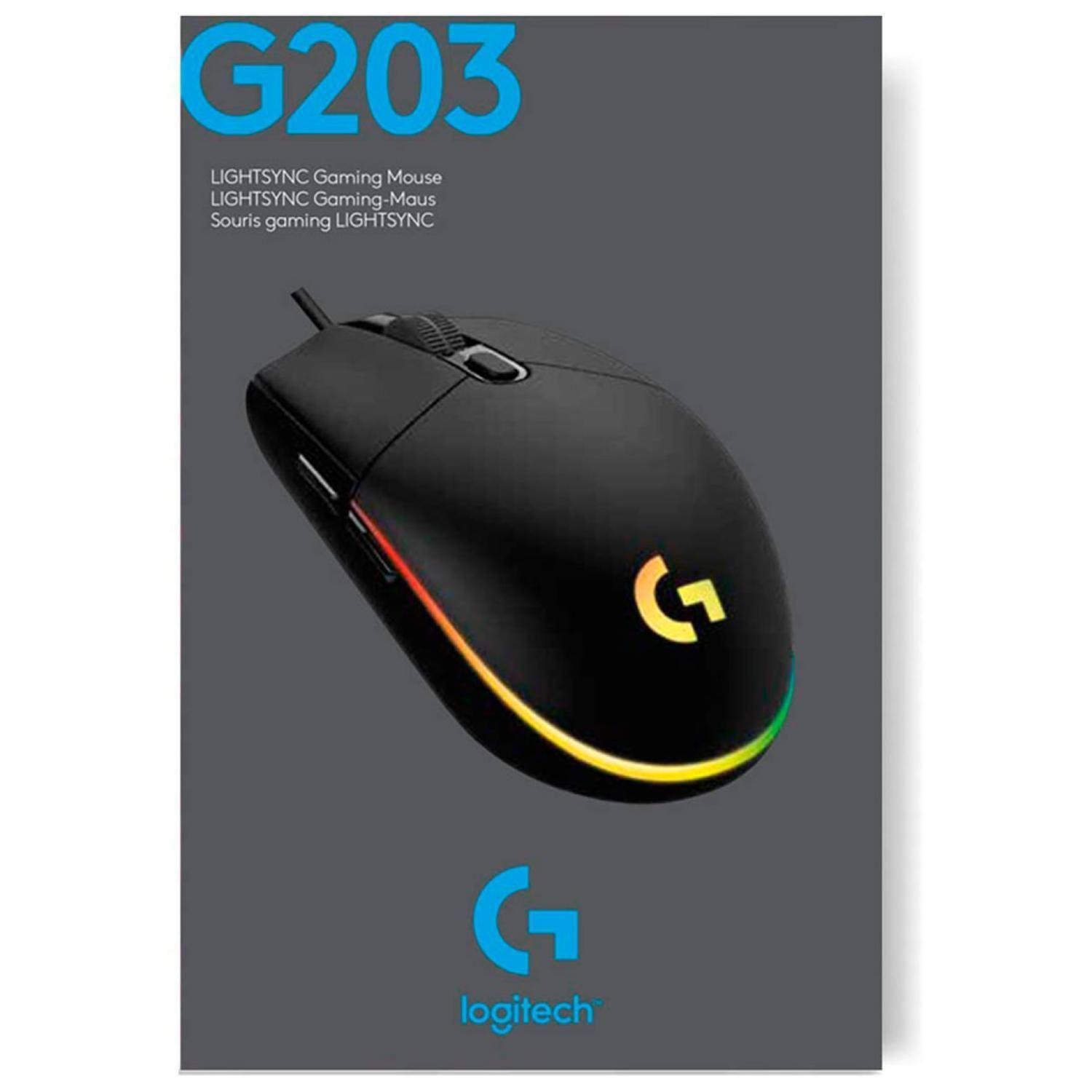 Mouse Gamer USB 6B 8000DPI RGB Negro G203-4