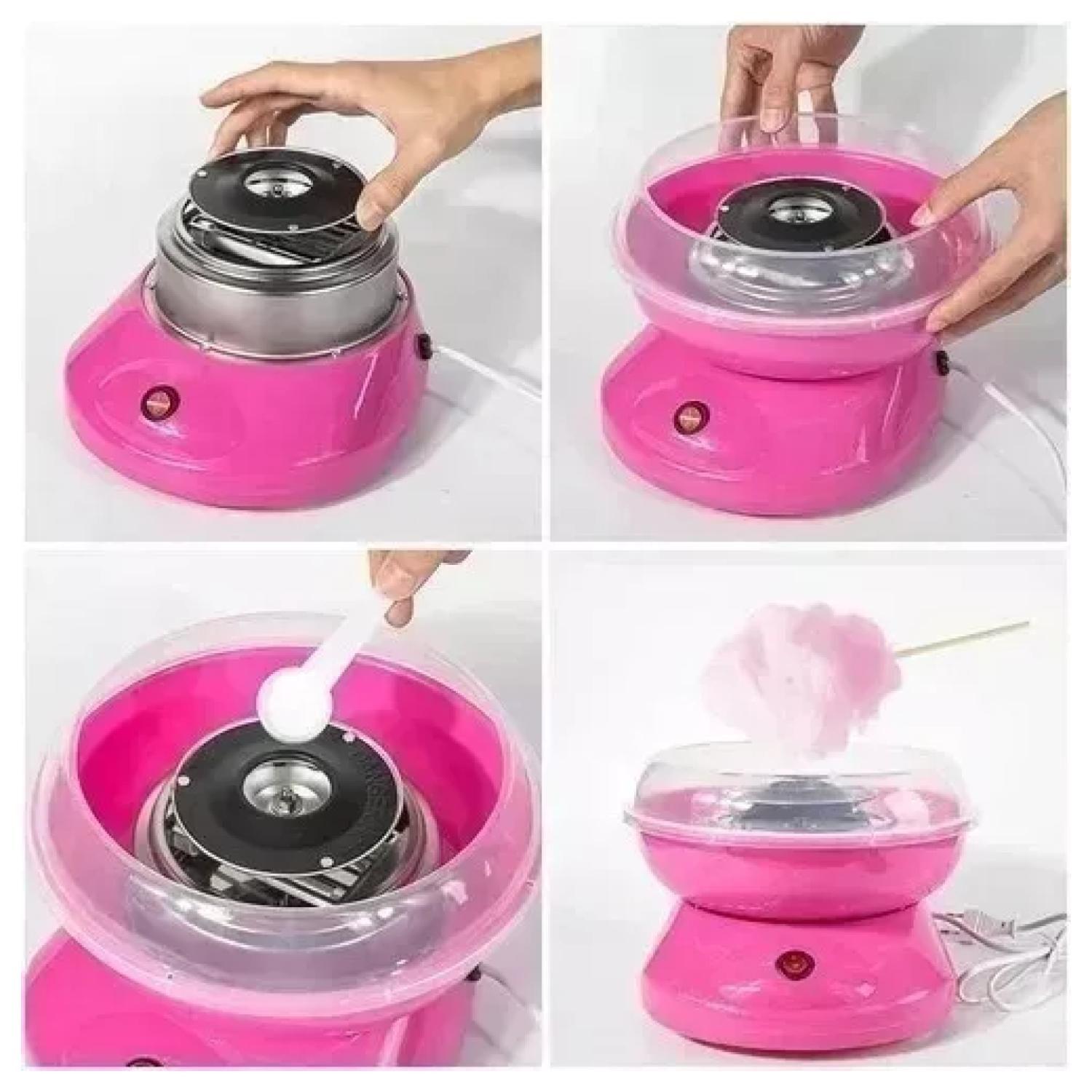 Mini MAquina De Algodon De Azucar Casero Rapido Rosado-3