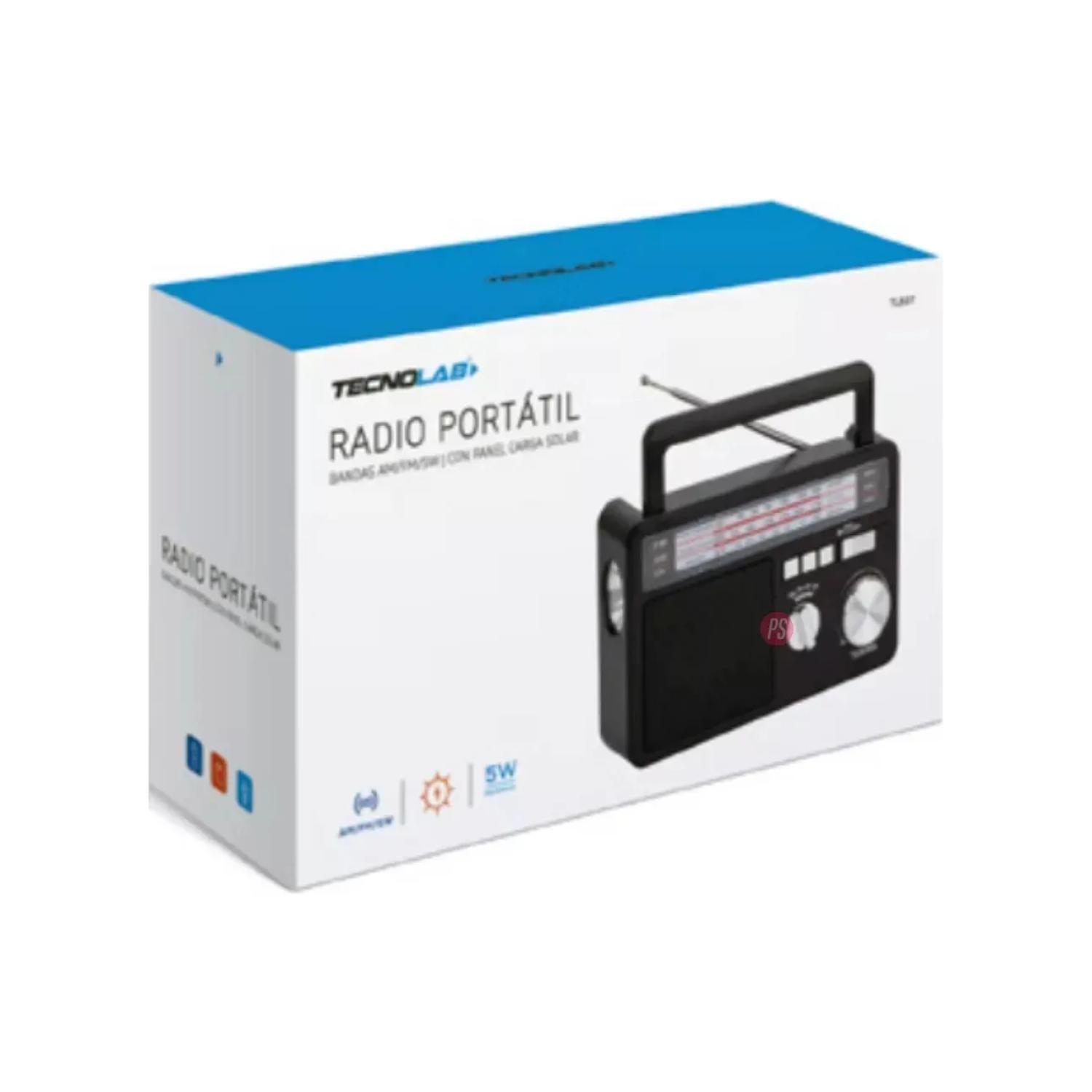 Radio Portatil Panel Solar LED USB SW AM FM Negro Tecnolab-2