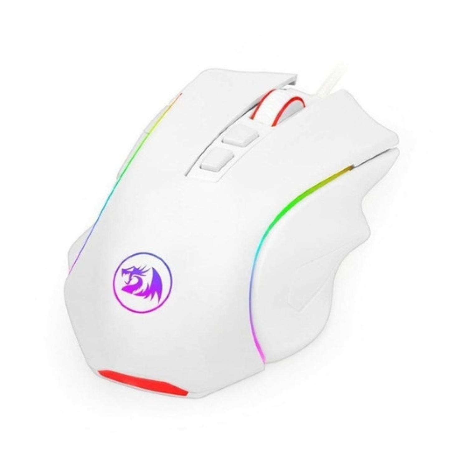 Mouse Gamer USB RGB 8B 7200DPI Blanco Griffin Redragon-0