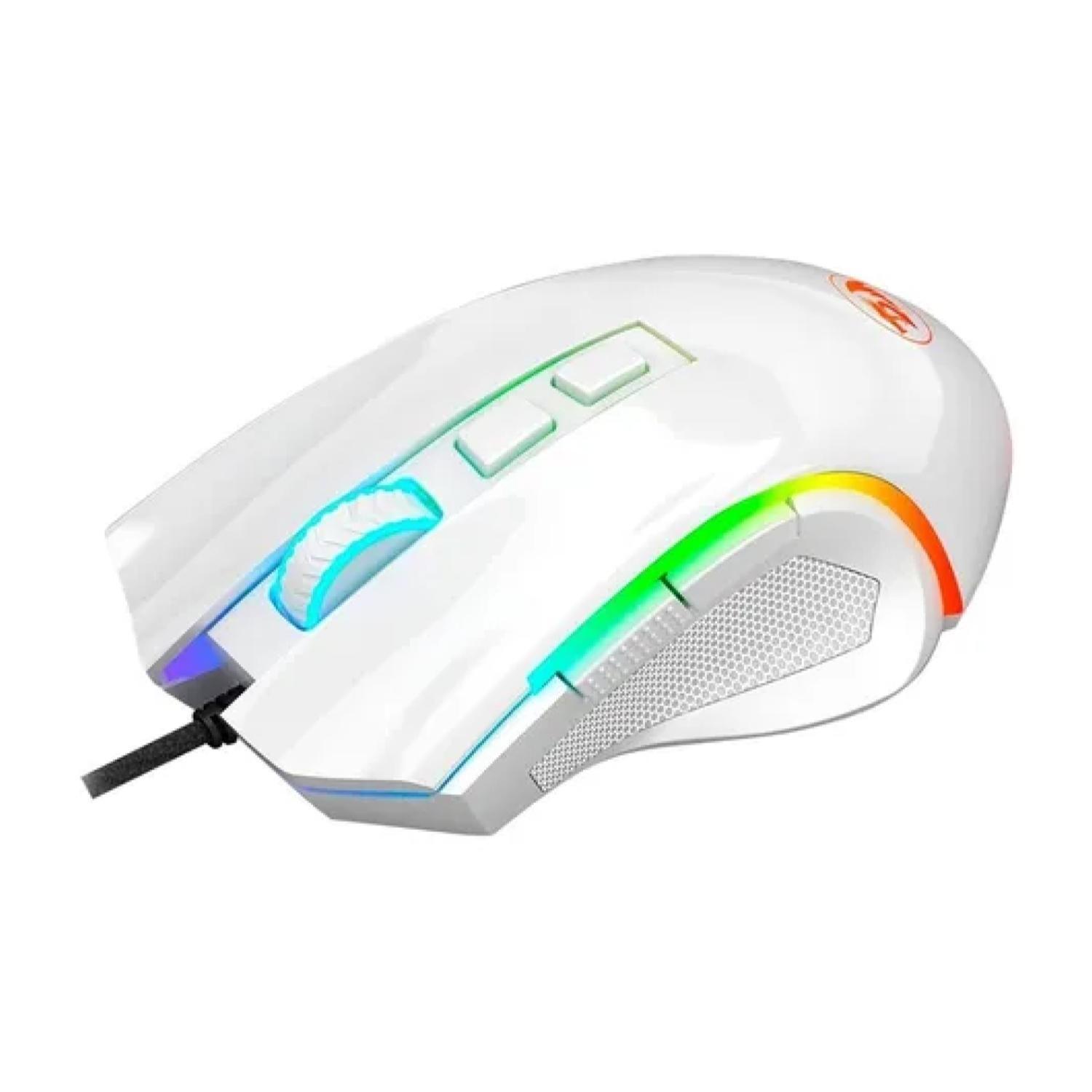 Mouse Gamer USB RGB 8B 7200DPI Blanco Griffin Redragon-2