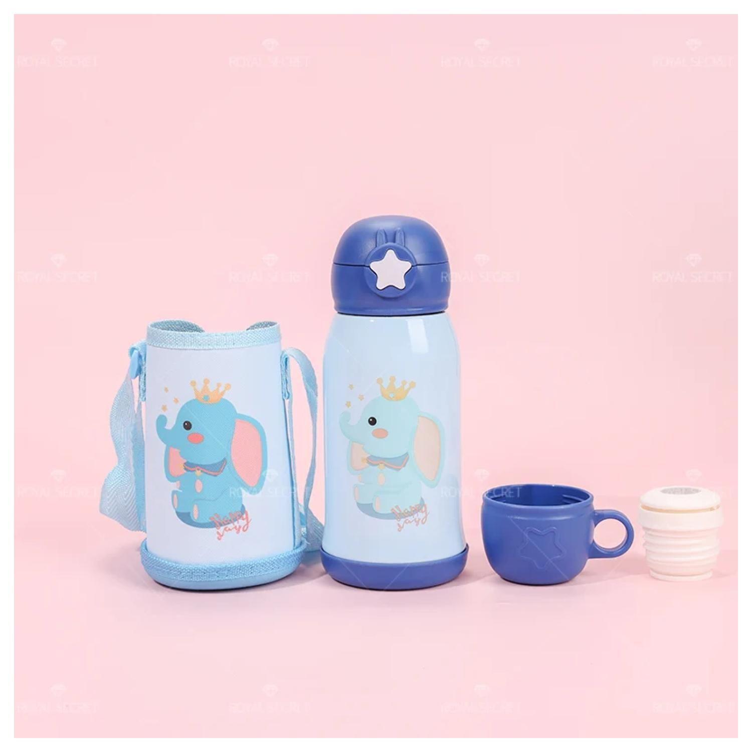 Botella De Agua Infantil 500ml Elefante Termo Azul-5