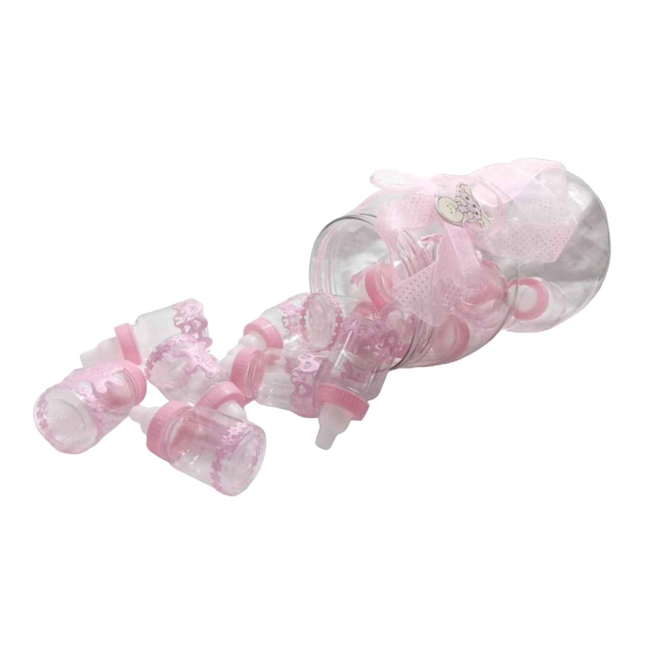 Pack 16 Mini Mamaderas Biberones Para Baby Shower Rosado-0