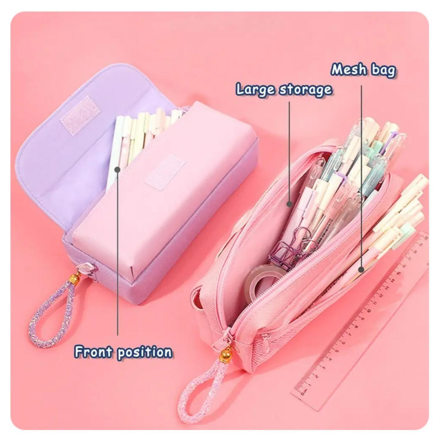 Estuche Cartuchera Diseño Gatito Morado Kawaii-3