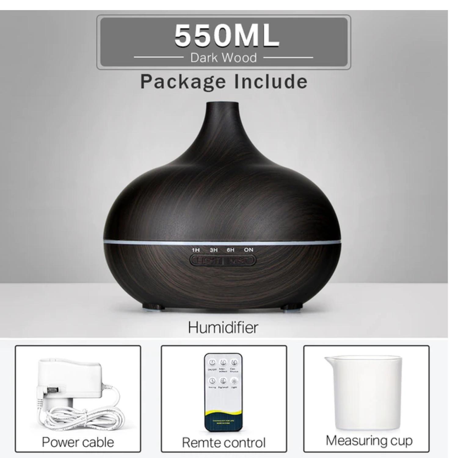Humidificador Difusor De Aromas 7 Colores LED 150ml Madera O-4