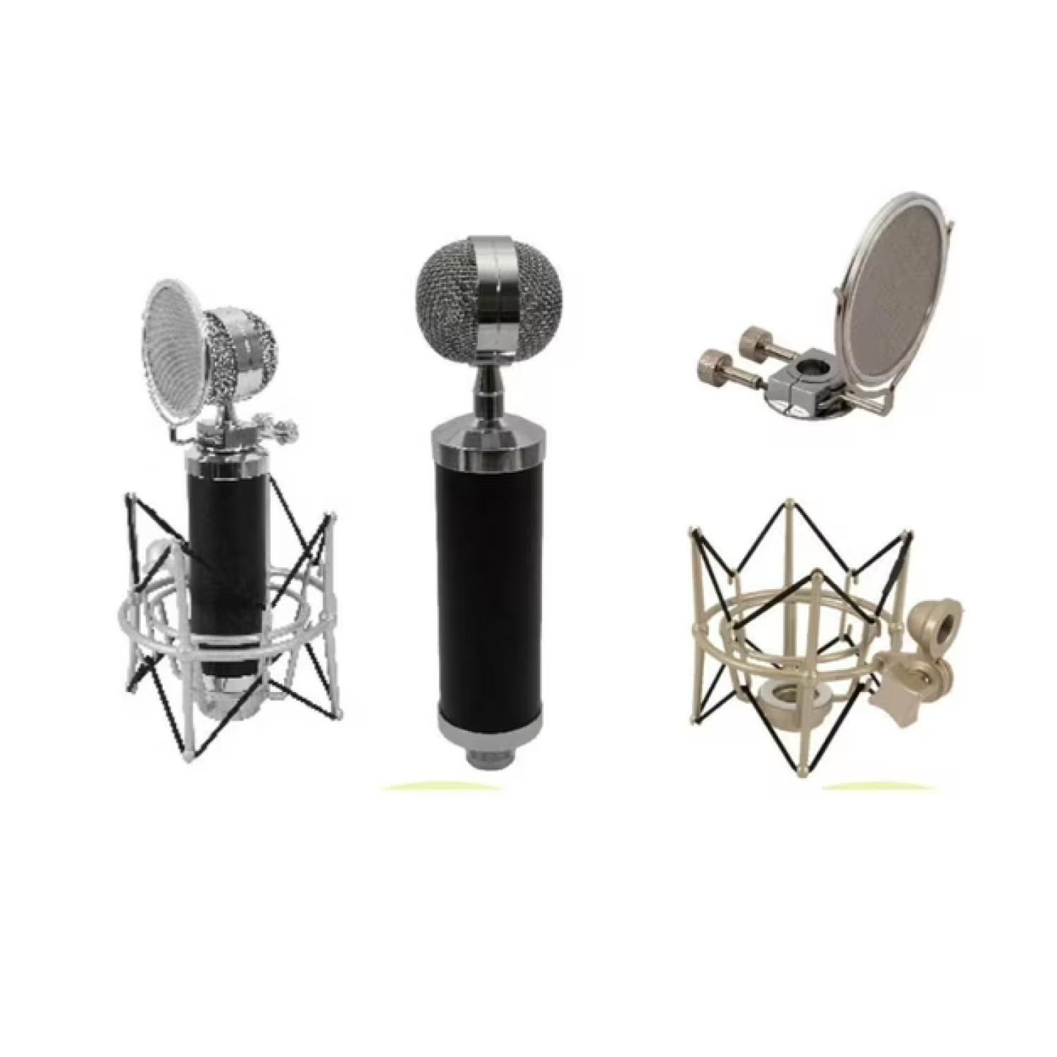 Kit Microfono Estudio Antipop Soporte Metalico-5