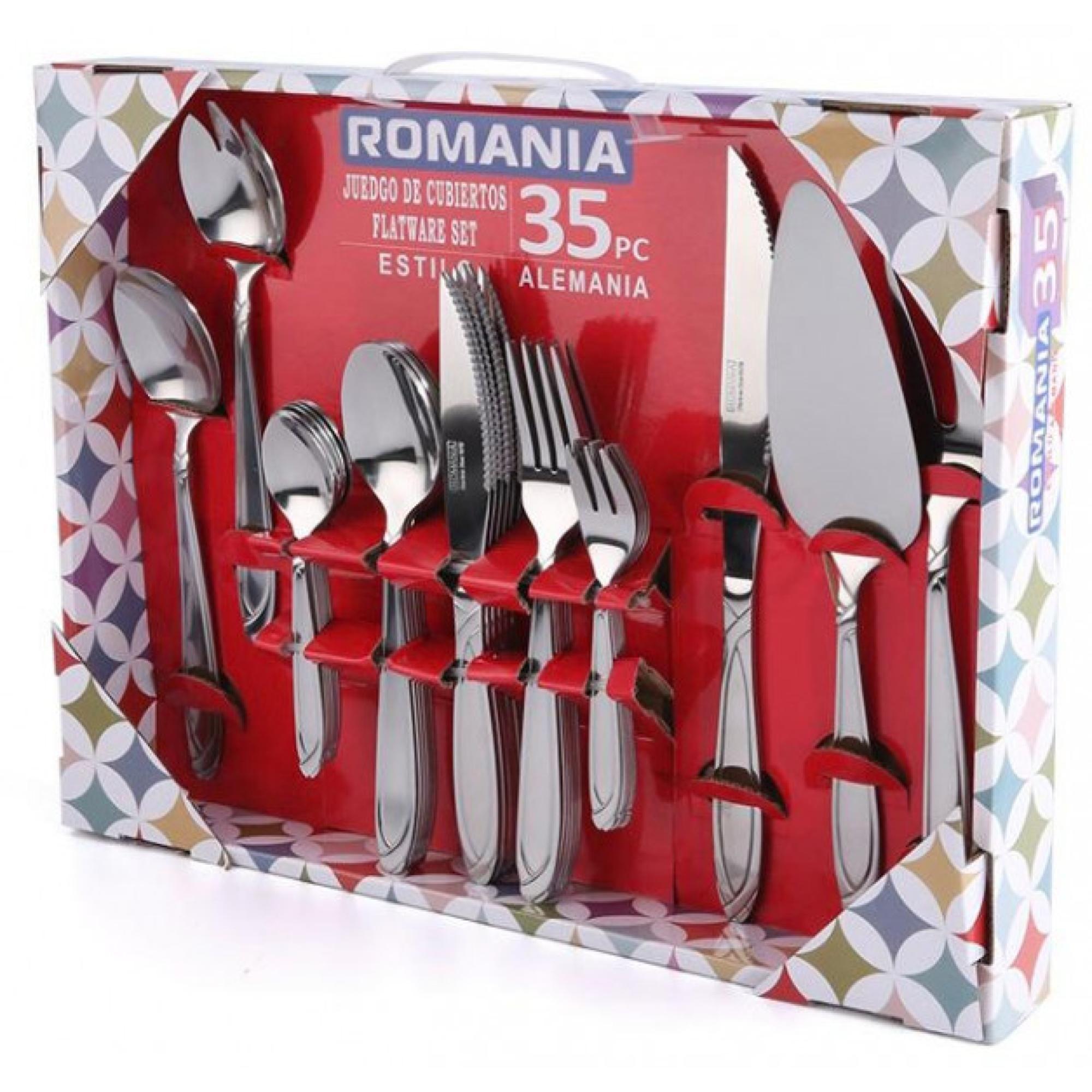 Set 35 Piezas Cubiertos Romania De Acero Inoxidable-0