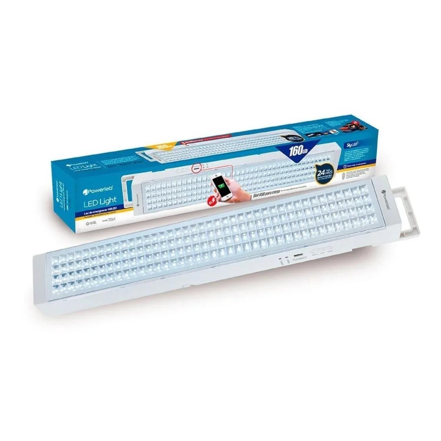 Lampara De Emergencia 160LED 640lm 5W Blanco 7260 Powerlab-2