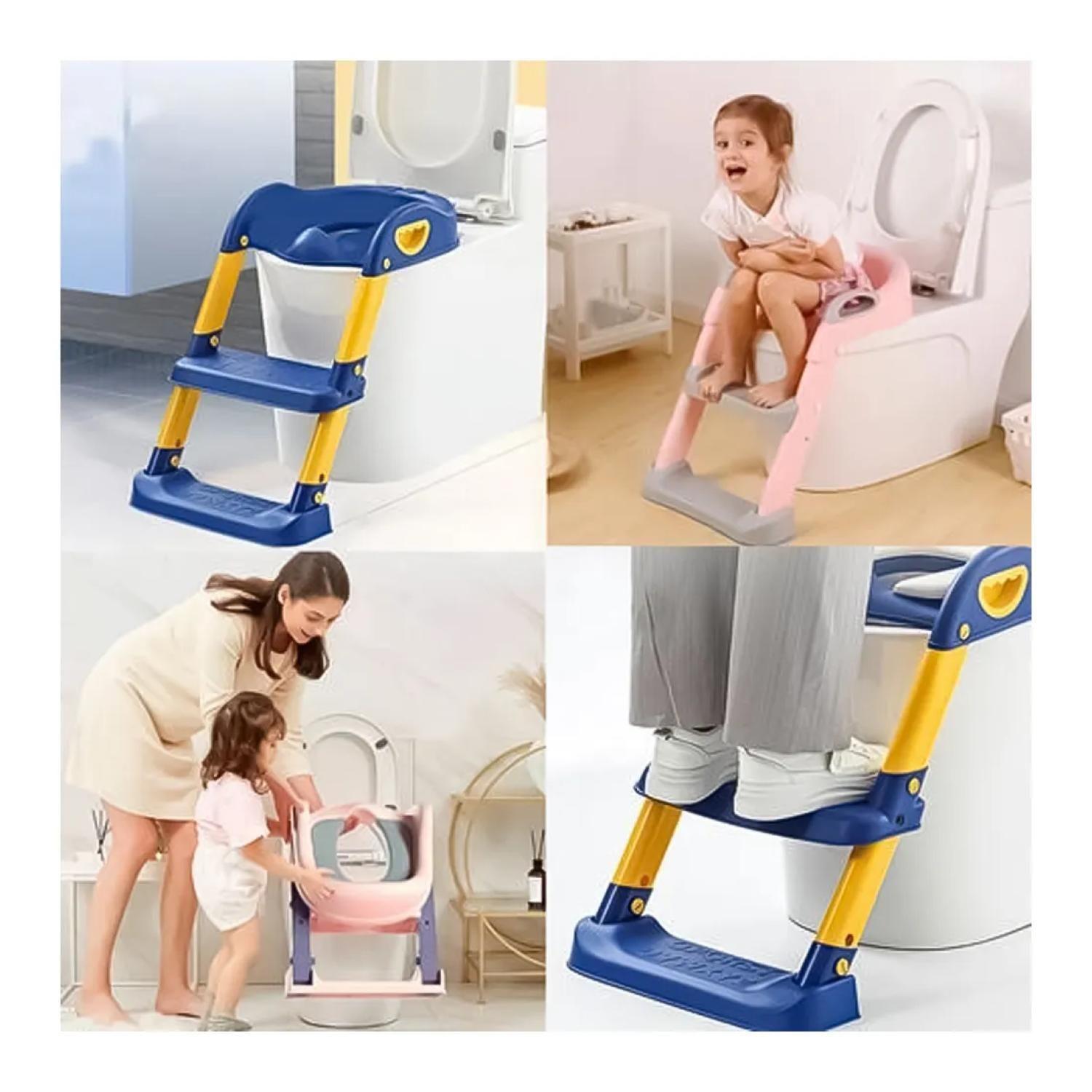 Escalera Asiento Pelela Entrenador Infantil Plegable Azul-3