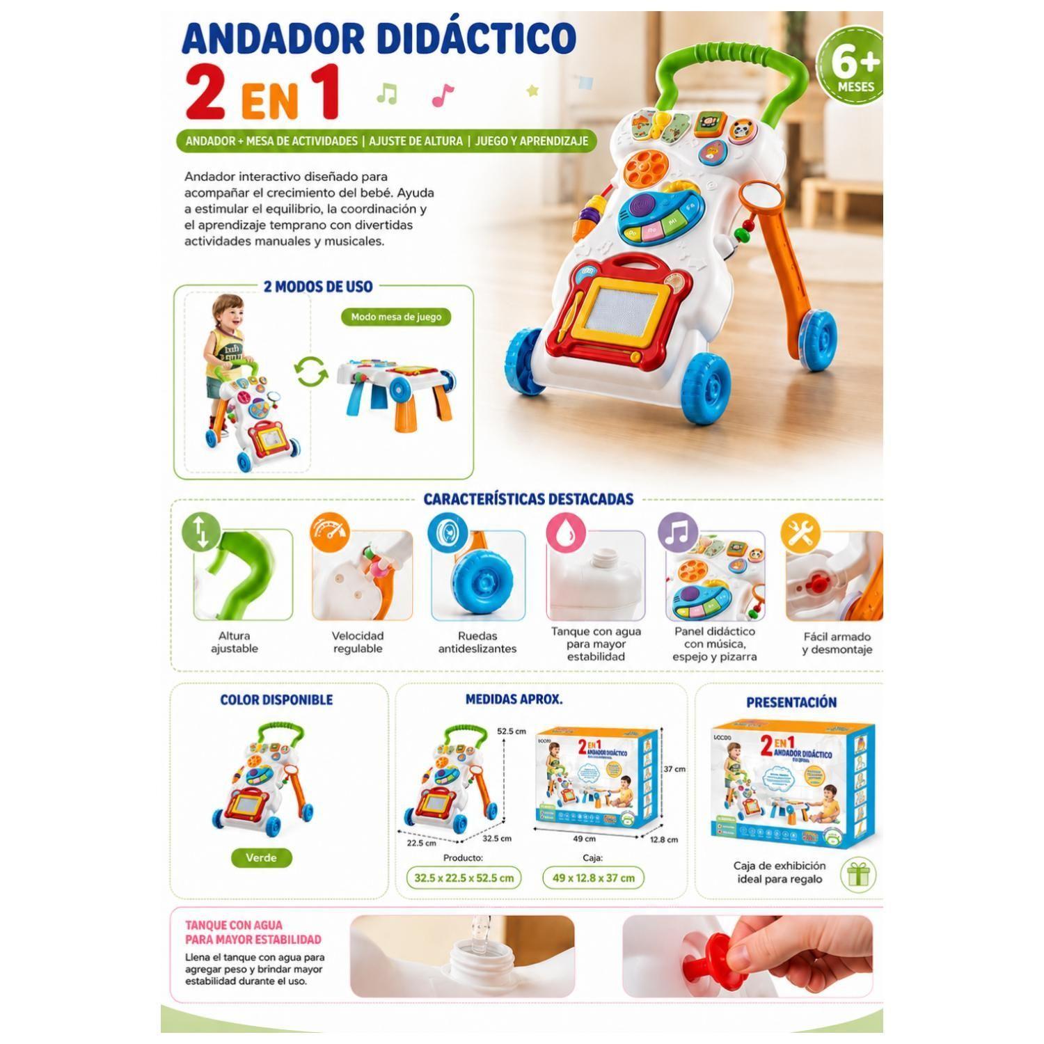 Juguete Andador Didactico 2 En 1 Mesa De juegos Sonidos Infantil-4