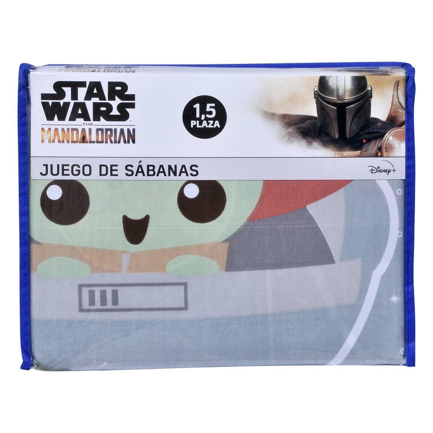 Juego De Sabanas 1.5 Plazas Microfibra Infantil Azul Grogu Baby Yoda-0