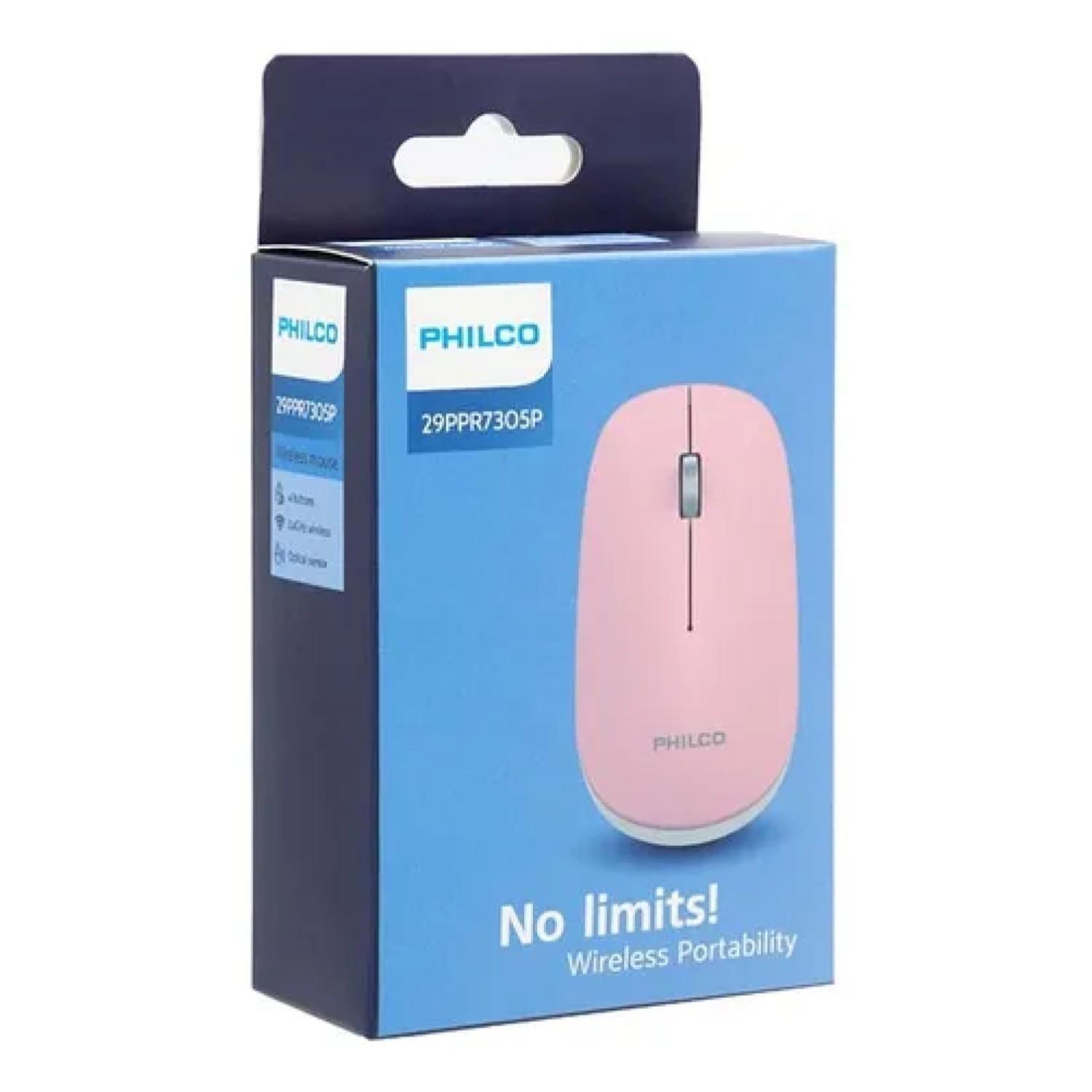 Mouse Inalambrico USB 3 Botones 1600 DPI Rosado Philco Pro-2