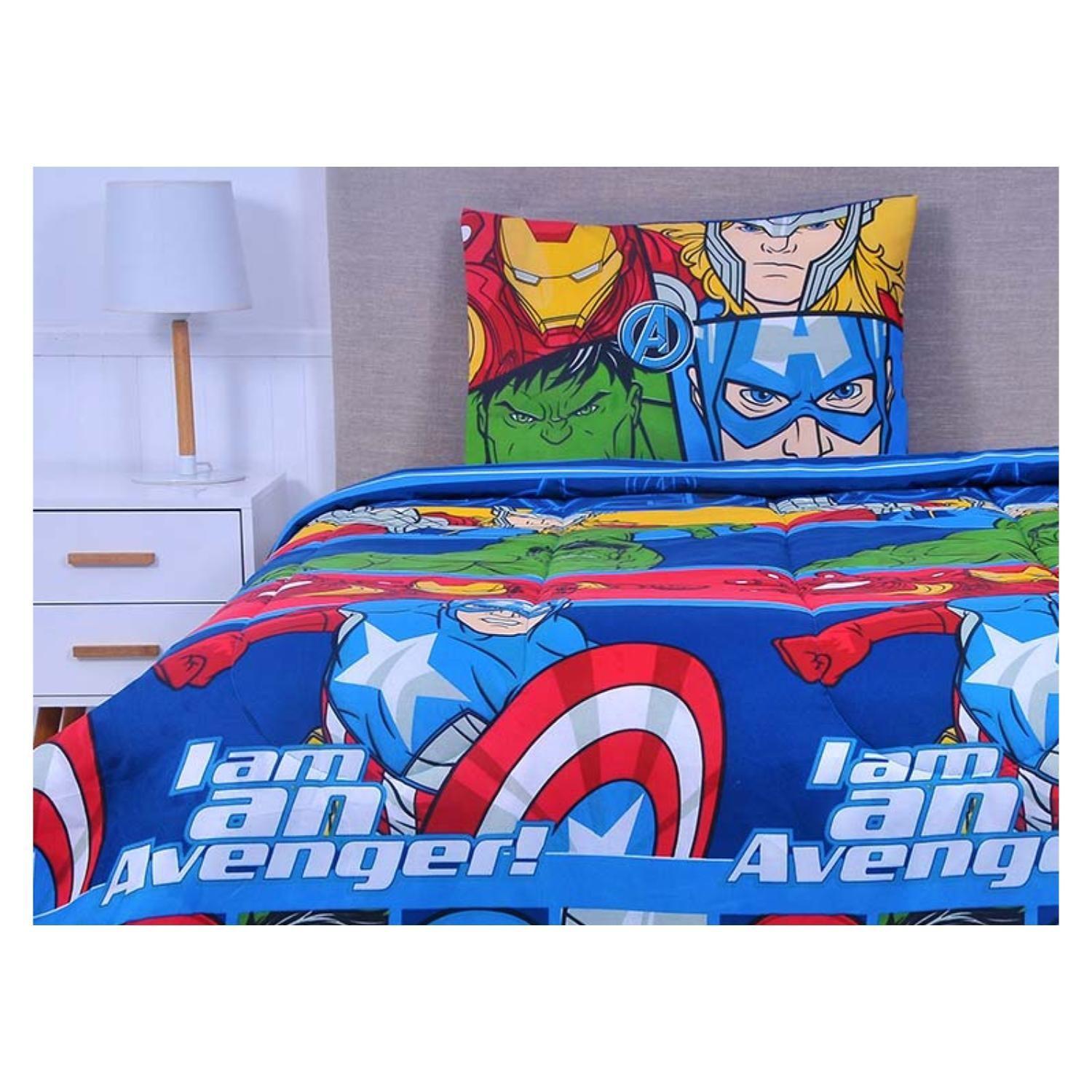 Juego De Sabanas 1.5 Plazas Microfibra Infantil Azul Avengers-2