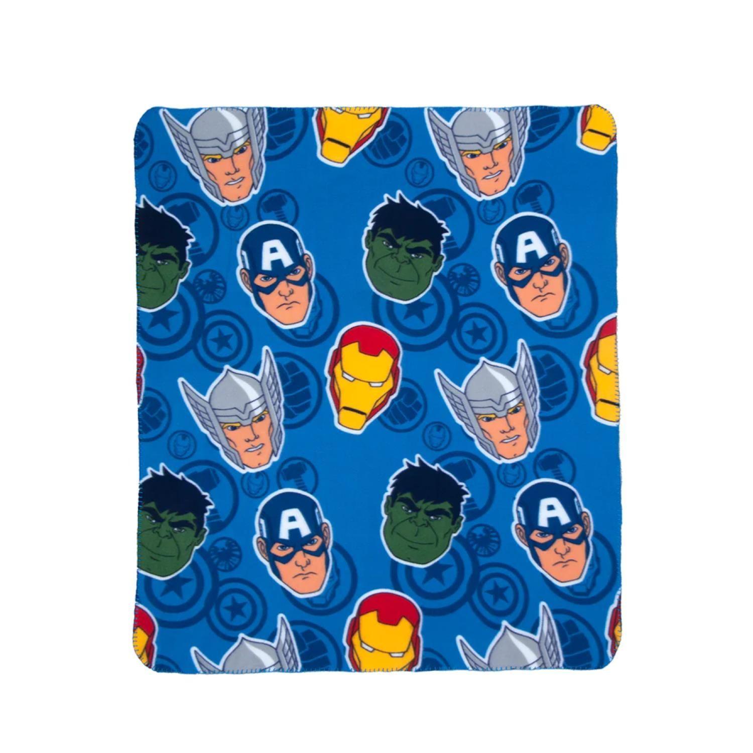 Manta De Polar Infantil 115x130cm Azul Avengers Mashini-0