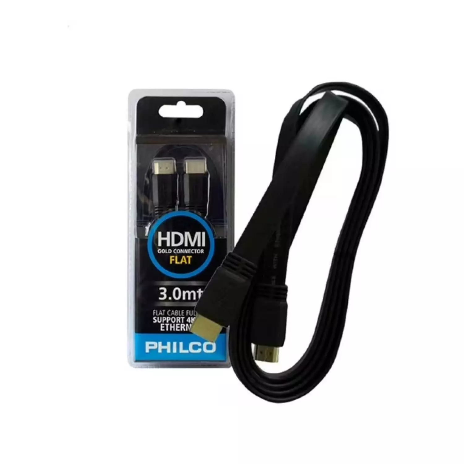 Cable HDMI HD 4K 3Mts Tipo Flat Negro Philco-1