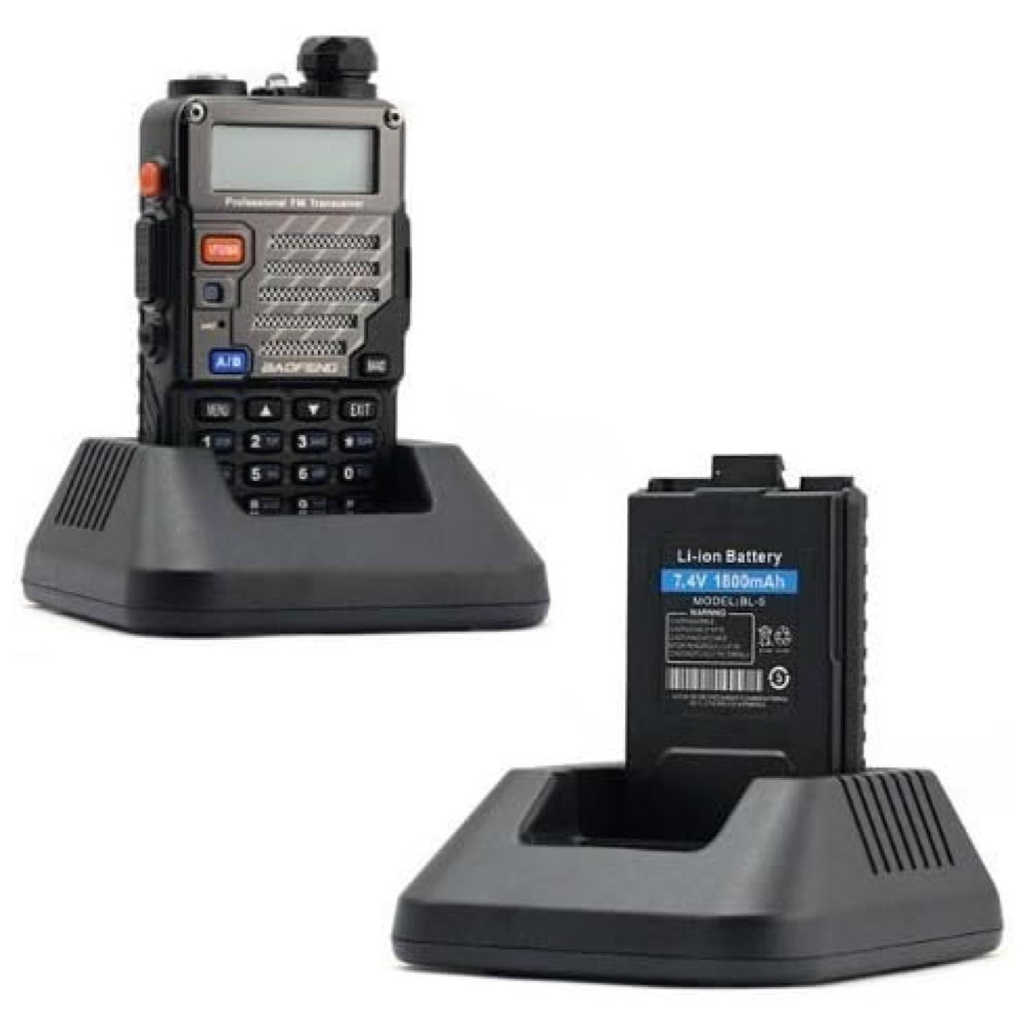 Radio Transmisor Walkie Talkie Negro UHF-UV 5RE-2