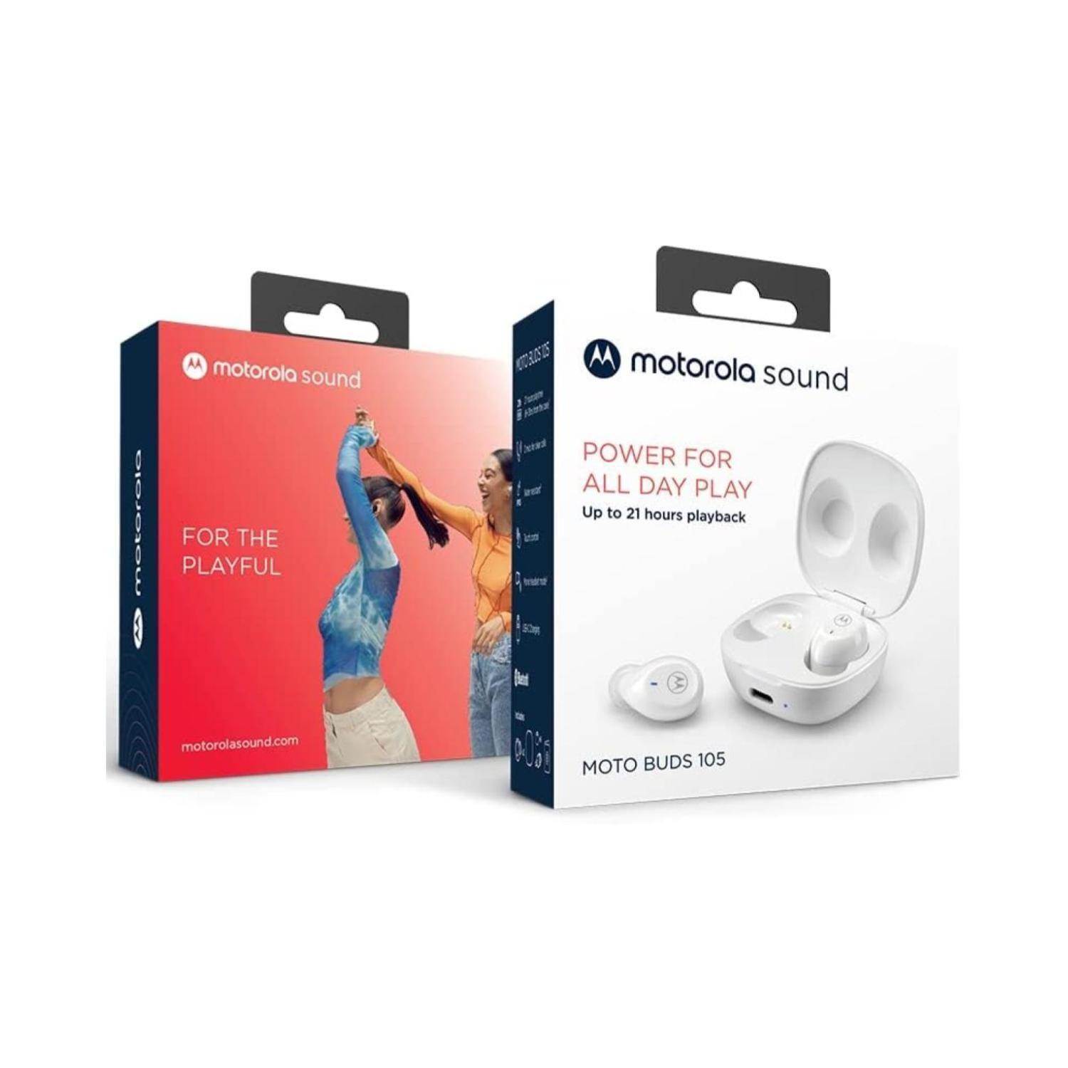 Audifonos Bluetooth TW IPX5 Recargables Moto Buds 105 Blanco-4