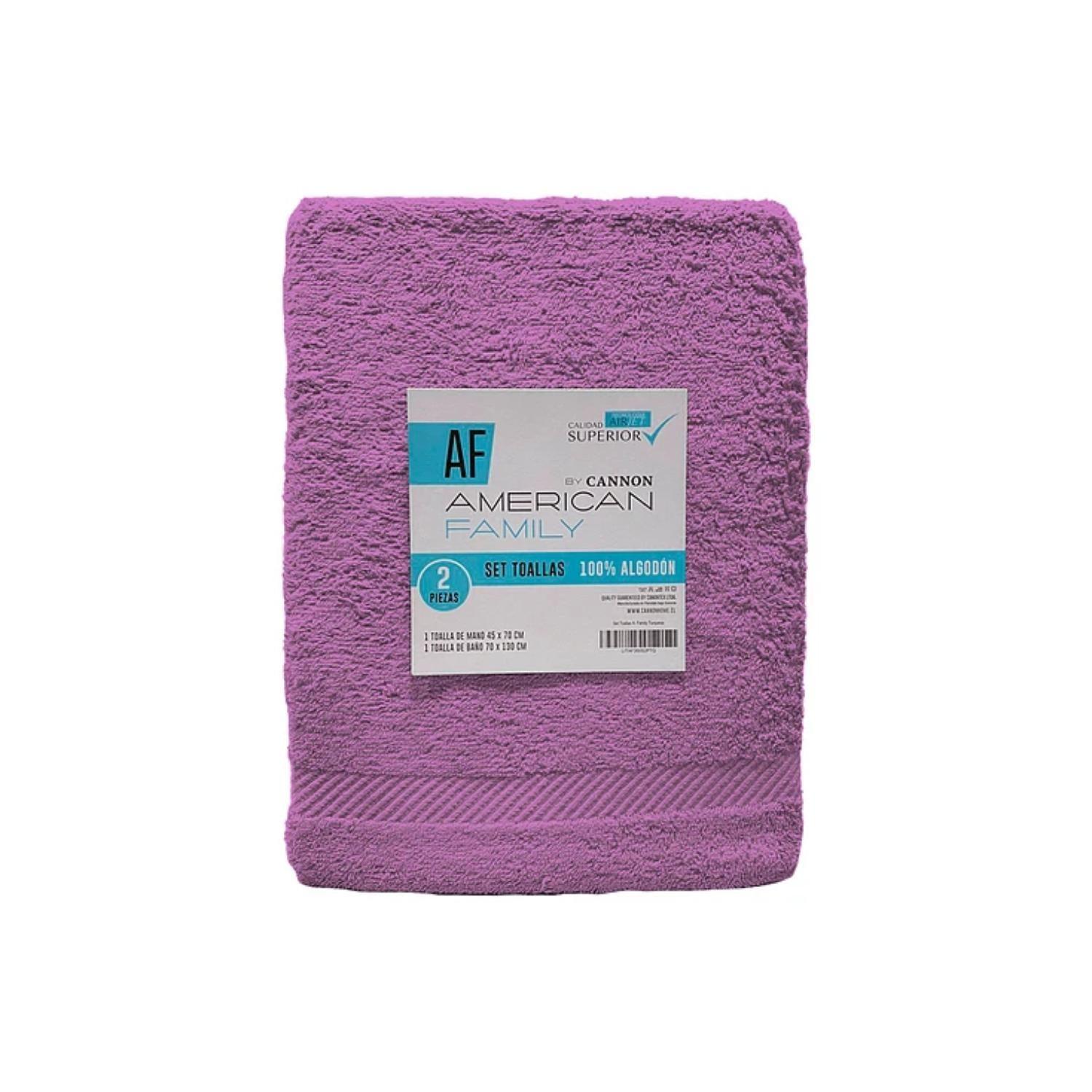 Set 2 Toallas Baño 70x130 Manos 45x70 Morado American Family Cannon-1
