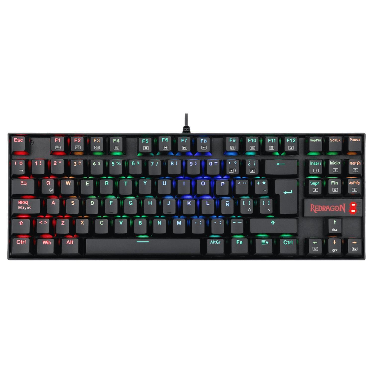 Teclado Gamer Mecanico USB Iluminado Negro Kumara Redragon-0