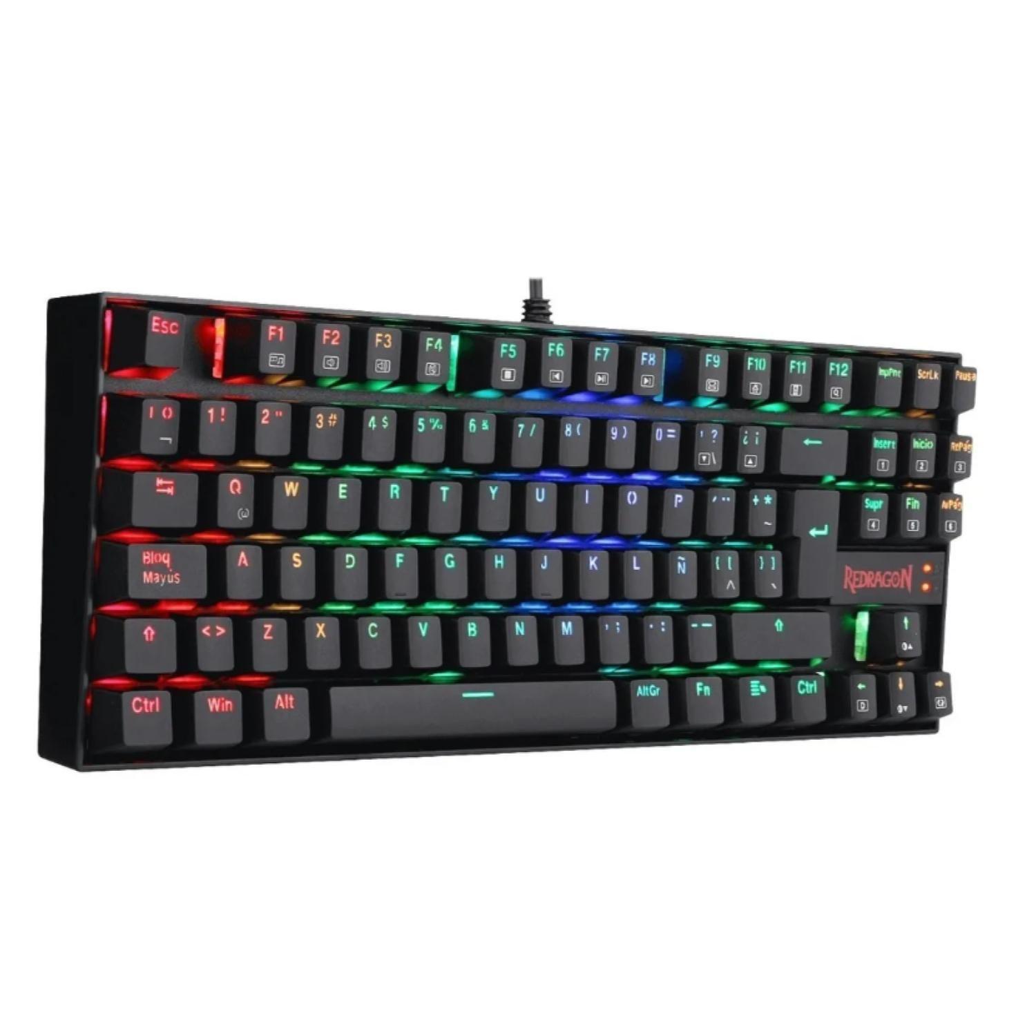 Teclado Gamer Mecanico USB Iluminado Negro Kumara Redragon-1