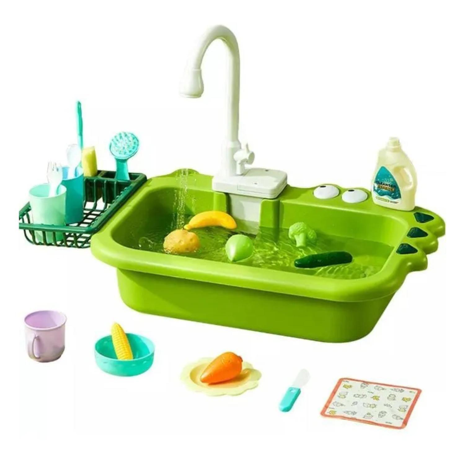 Juguete Fregadero Lavavajillas Con Accesorios Verde Infantil-0