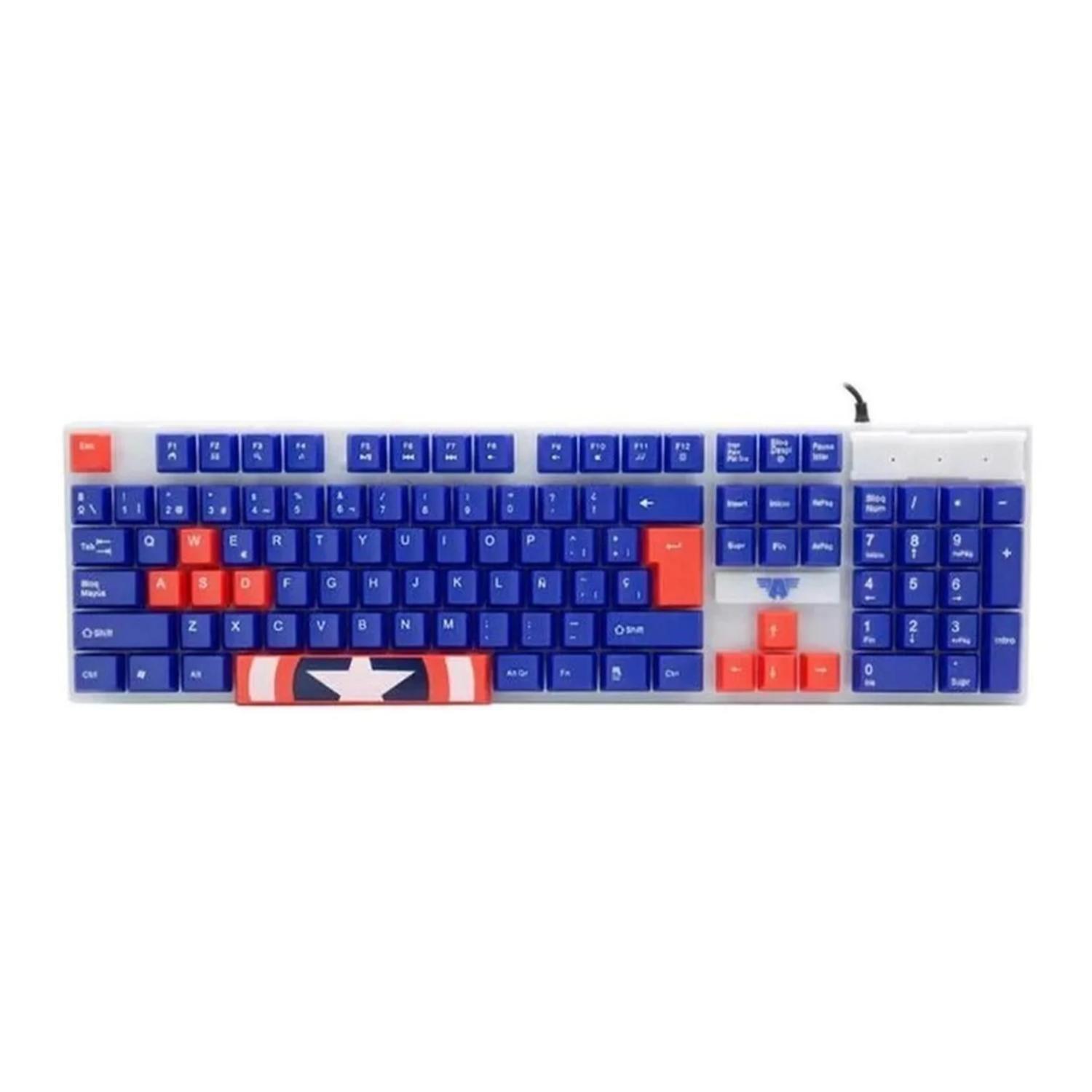 Kit Gamer Teclado Mouse Audifonos Capitan America Infantil-0