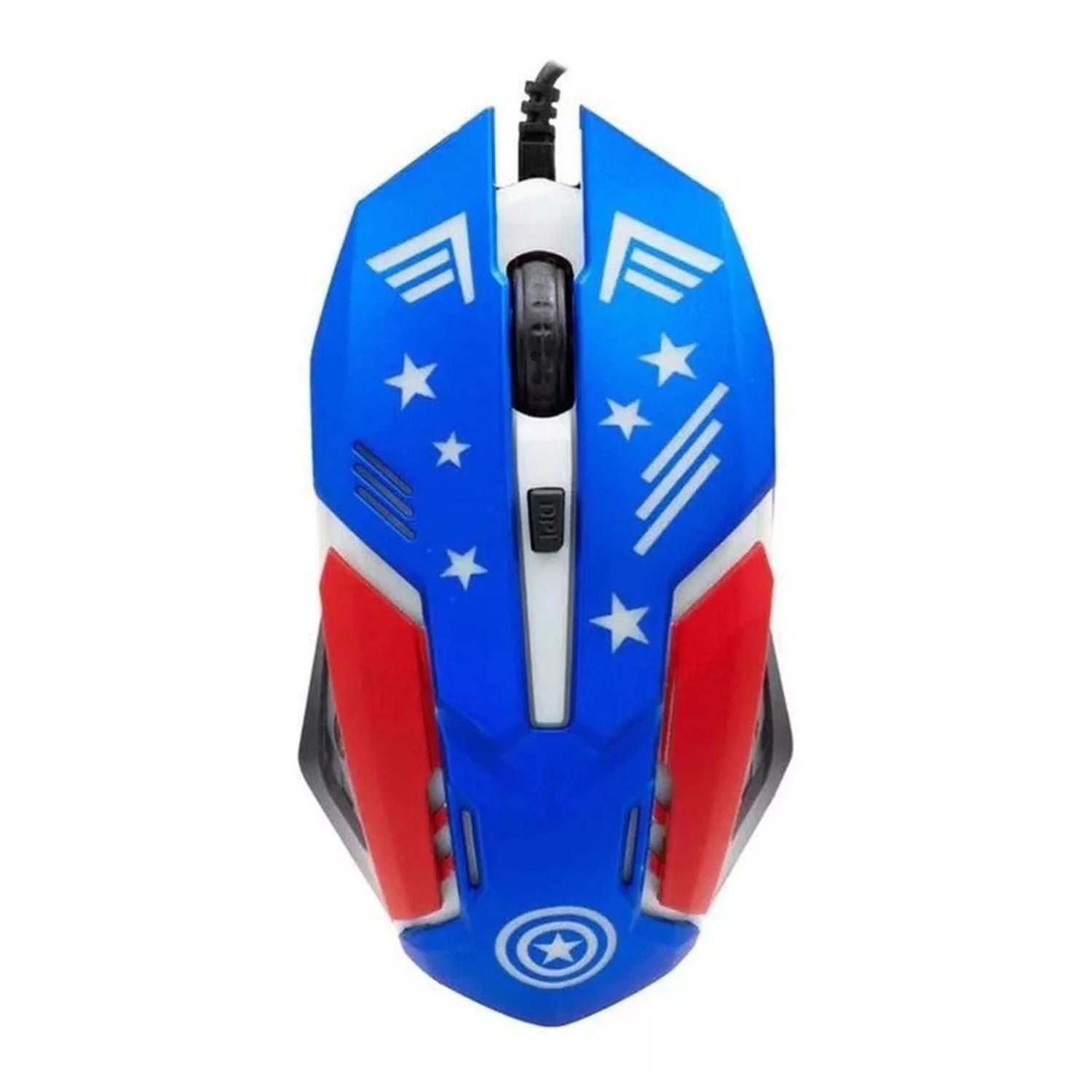 Kit Gamer Teclado Mouse Audifonos Capitan America Infantil-1