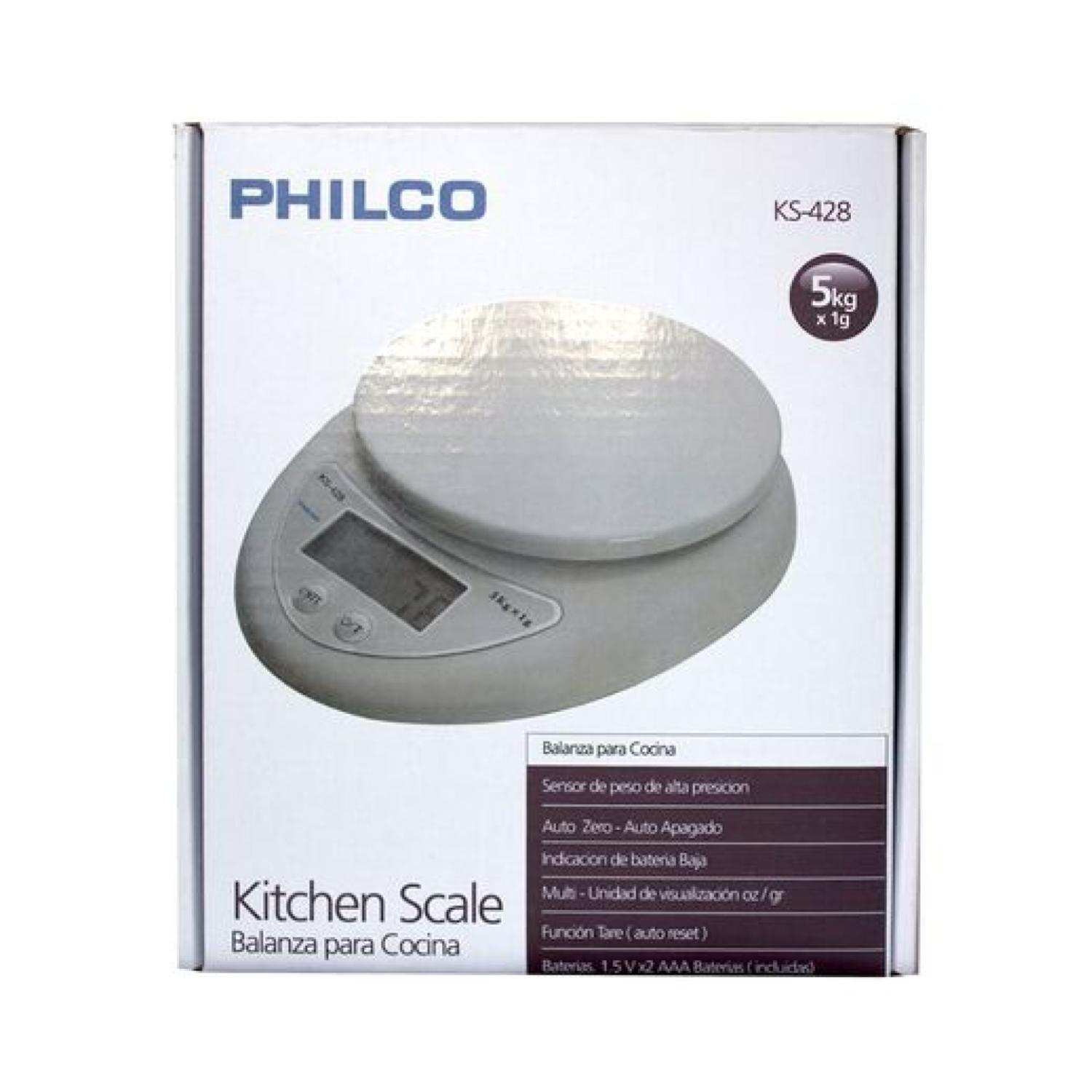 Pesa Balanza Digital De Cocina 5Kg Blanco Philco-3