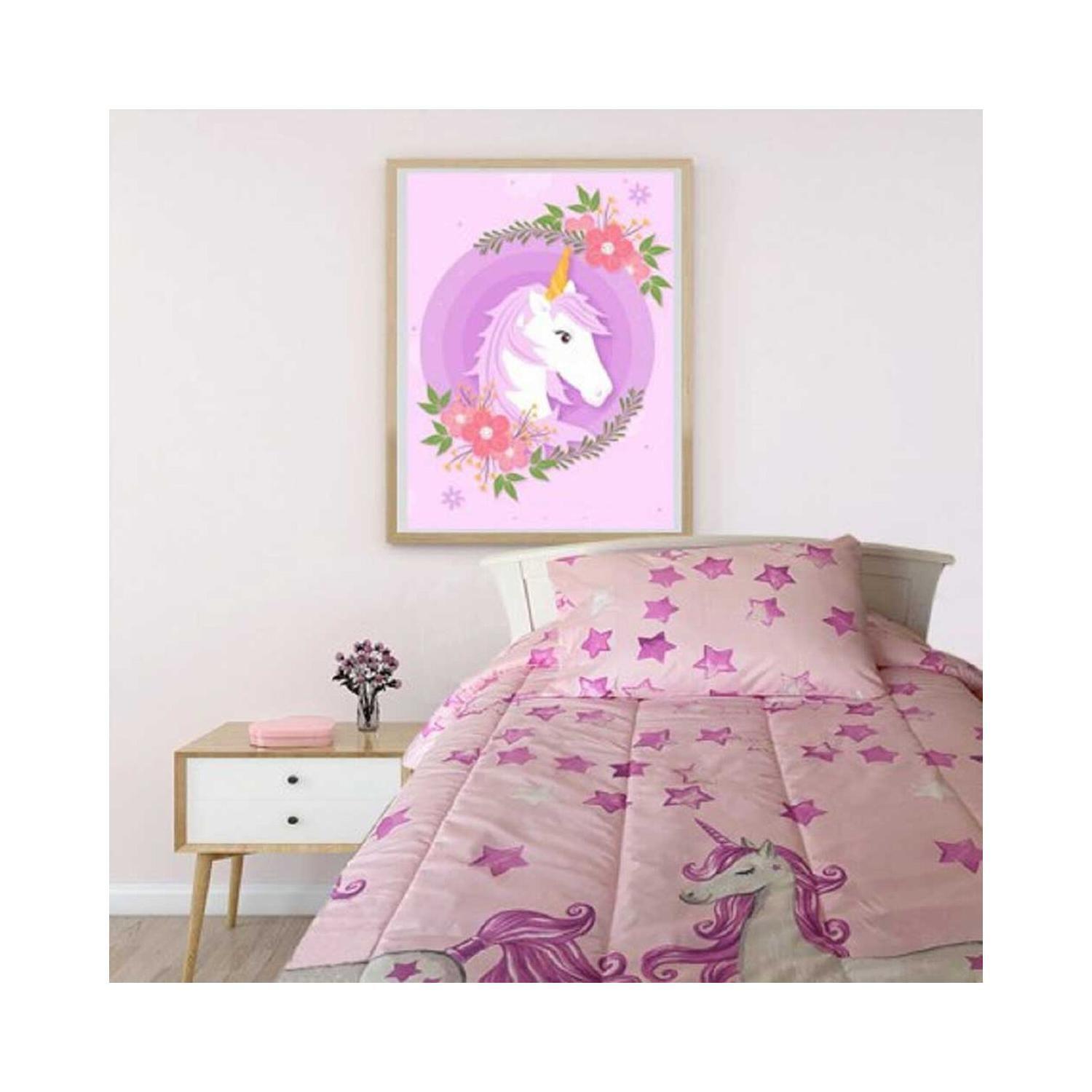 Plumon 1.5 Plazas Microfibra Infantil Rosado Unicornio Illusions-0