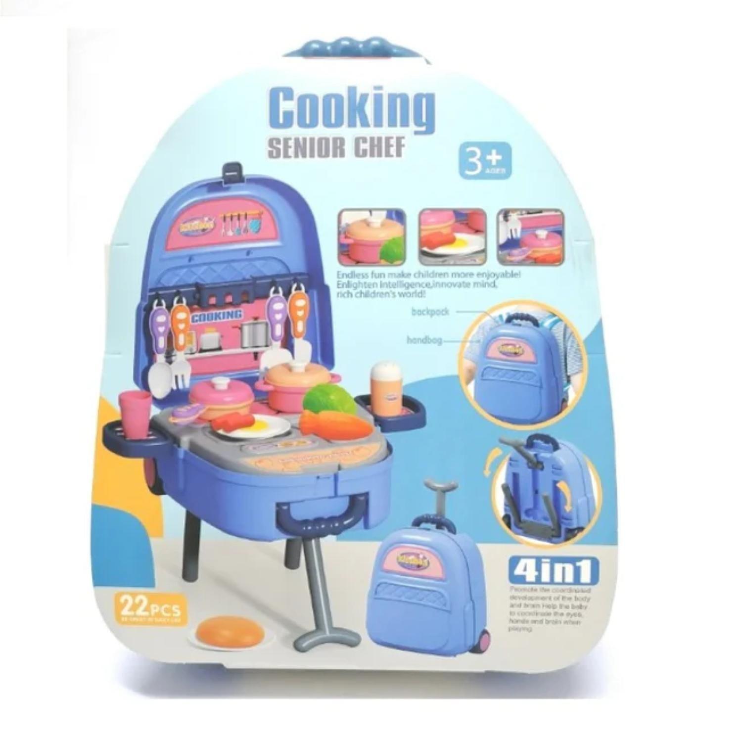 Juguete Set Maleta Cocina 24 Piezas 4 En 1 Azul Infantil-3