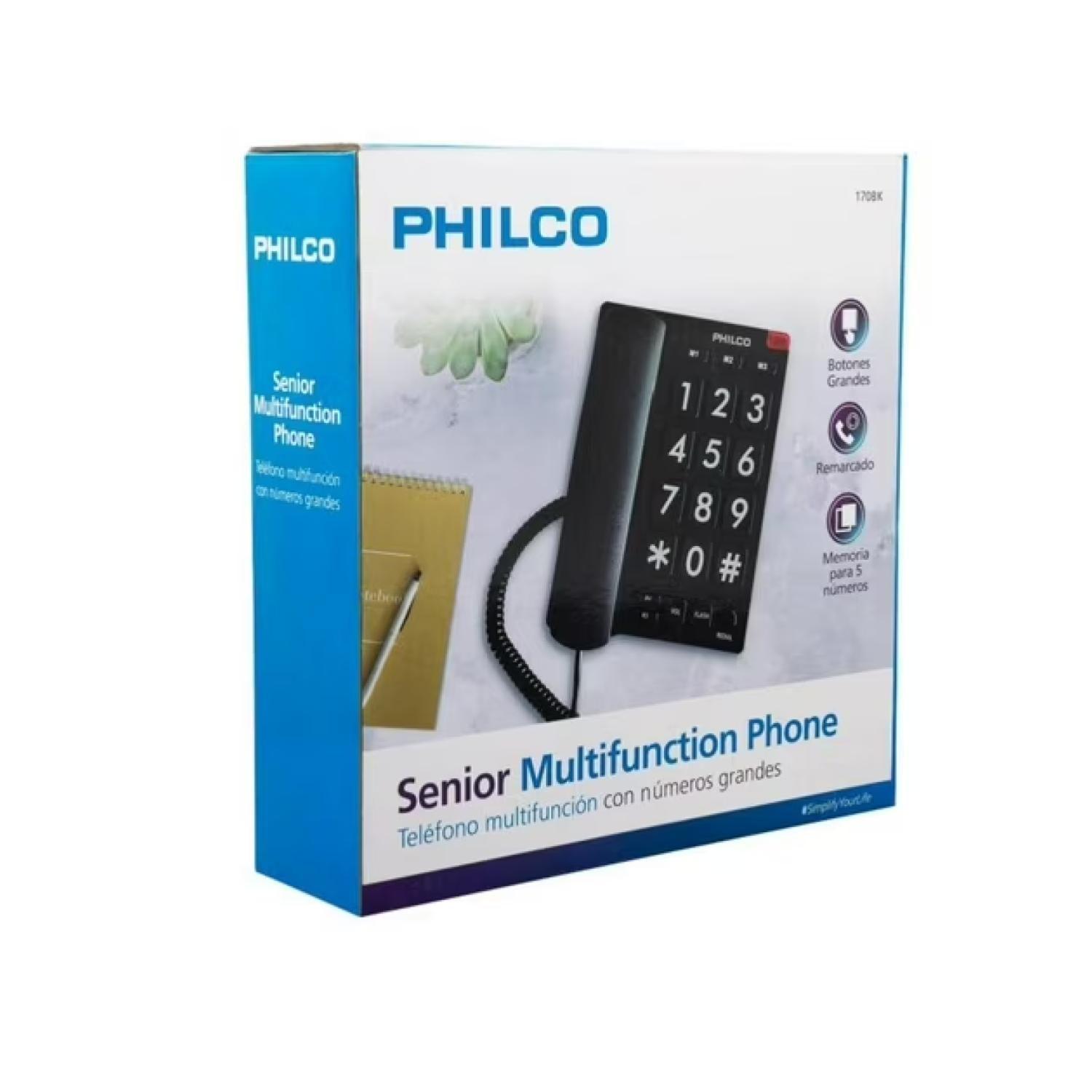 Telefono Sobre Mesa Botones Grandes Negro RT170BK-4