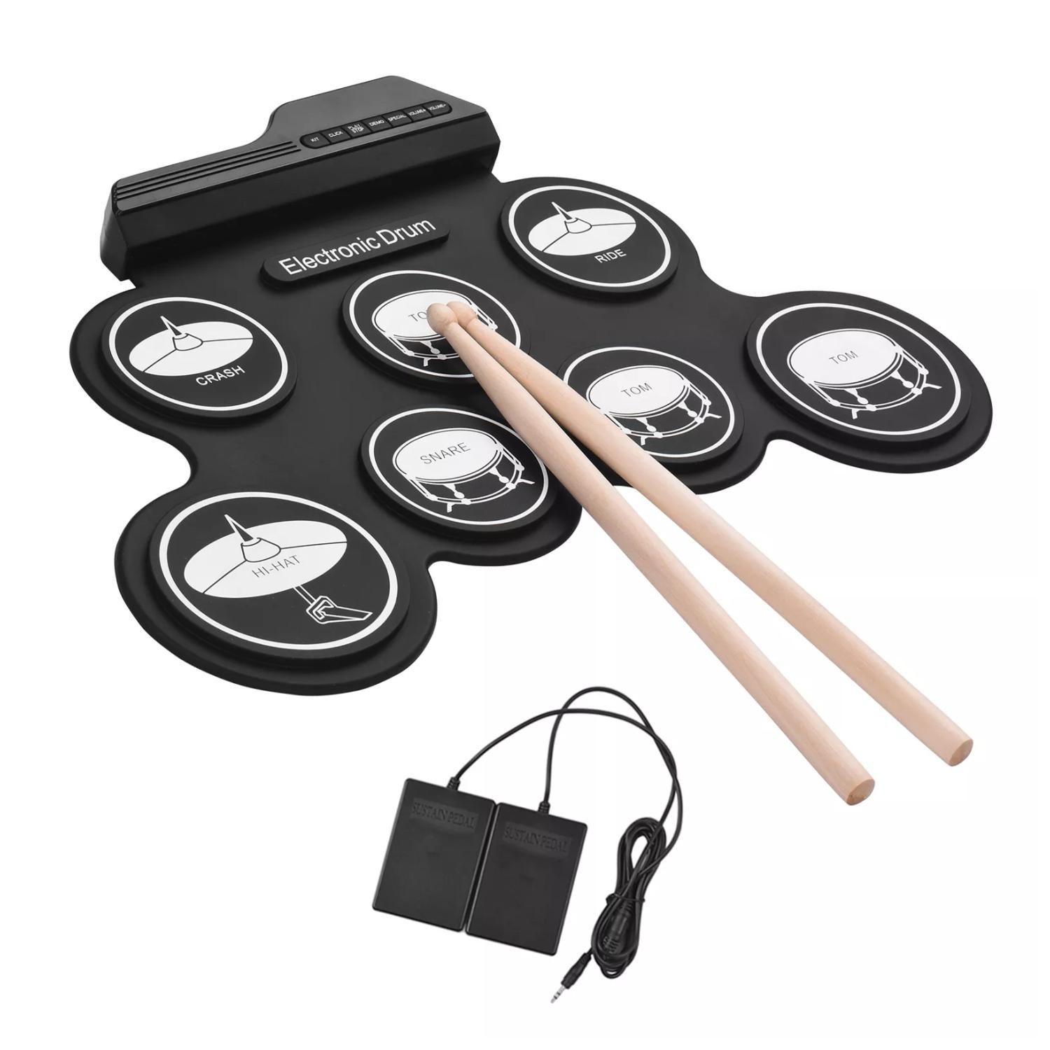 Bateria Electronica Digital 7 PAD 2 Mini Pedales Negro Dblue-4