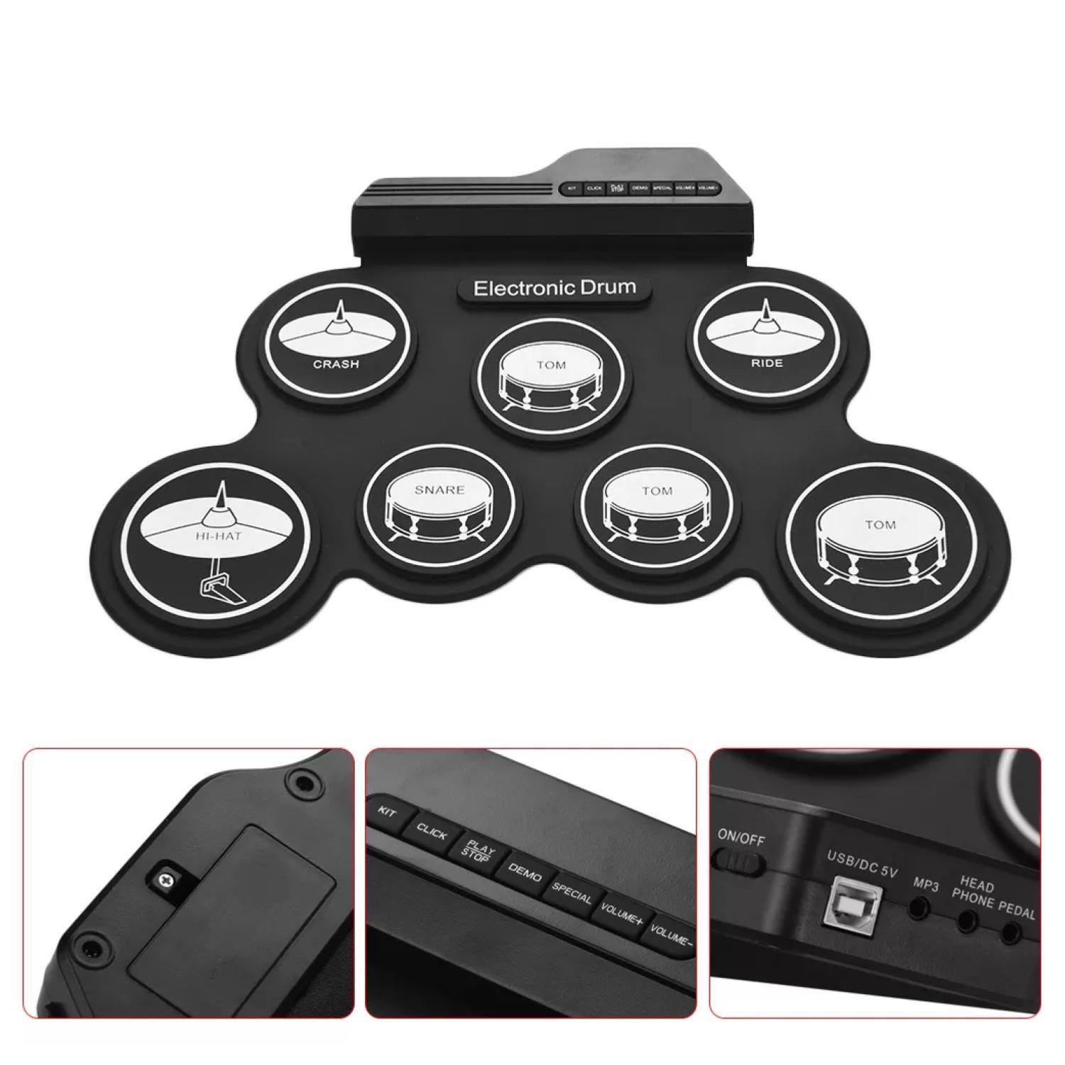 Bateria Electronica Digital 7 PAD 2 Mini Pedales Negro Dblue-5