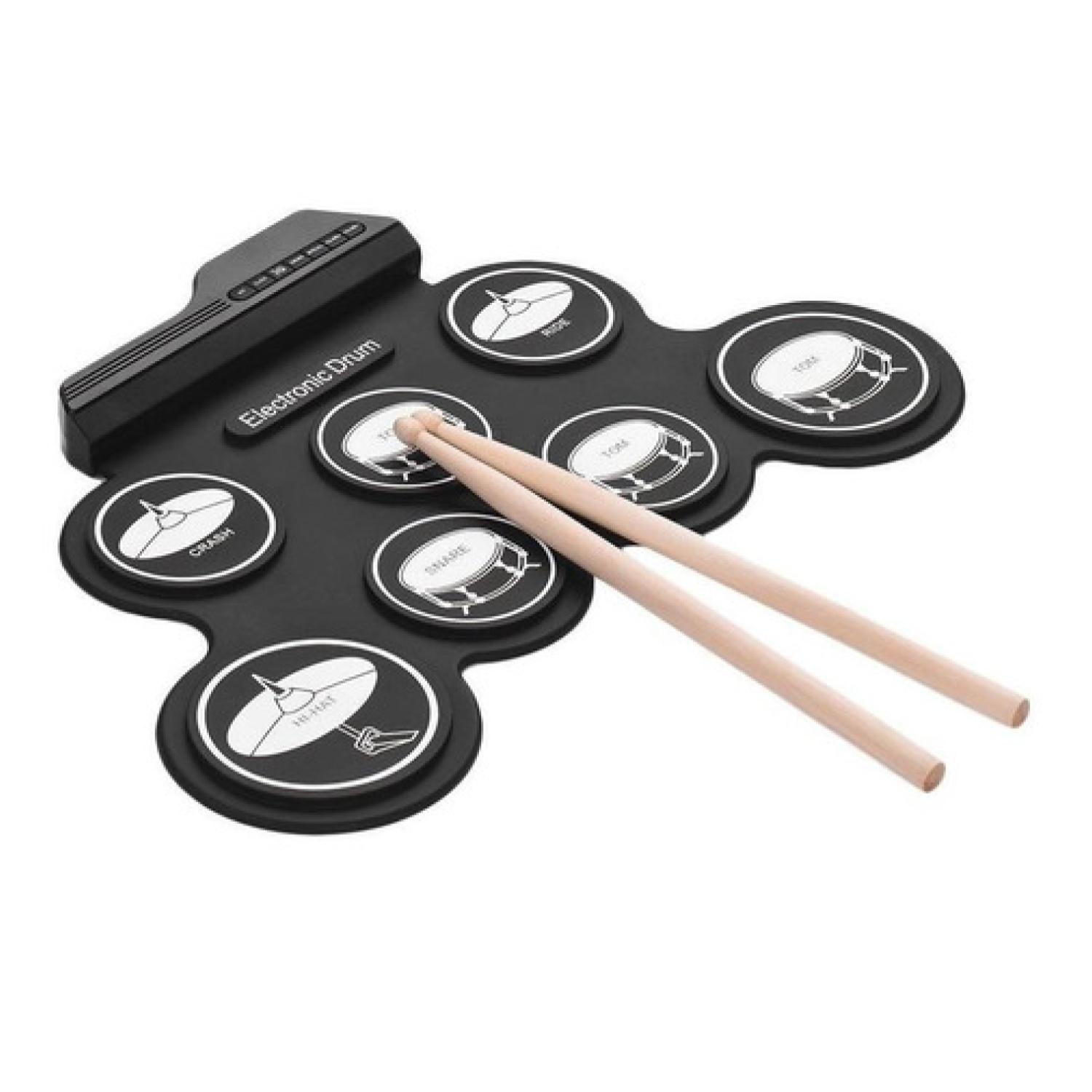 Bateria Electronica Digital 7 PAD 2 Mini Pedales Negro Dblue-0