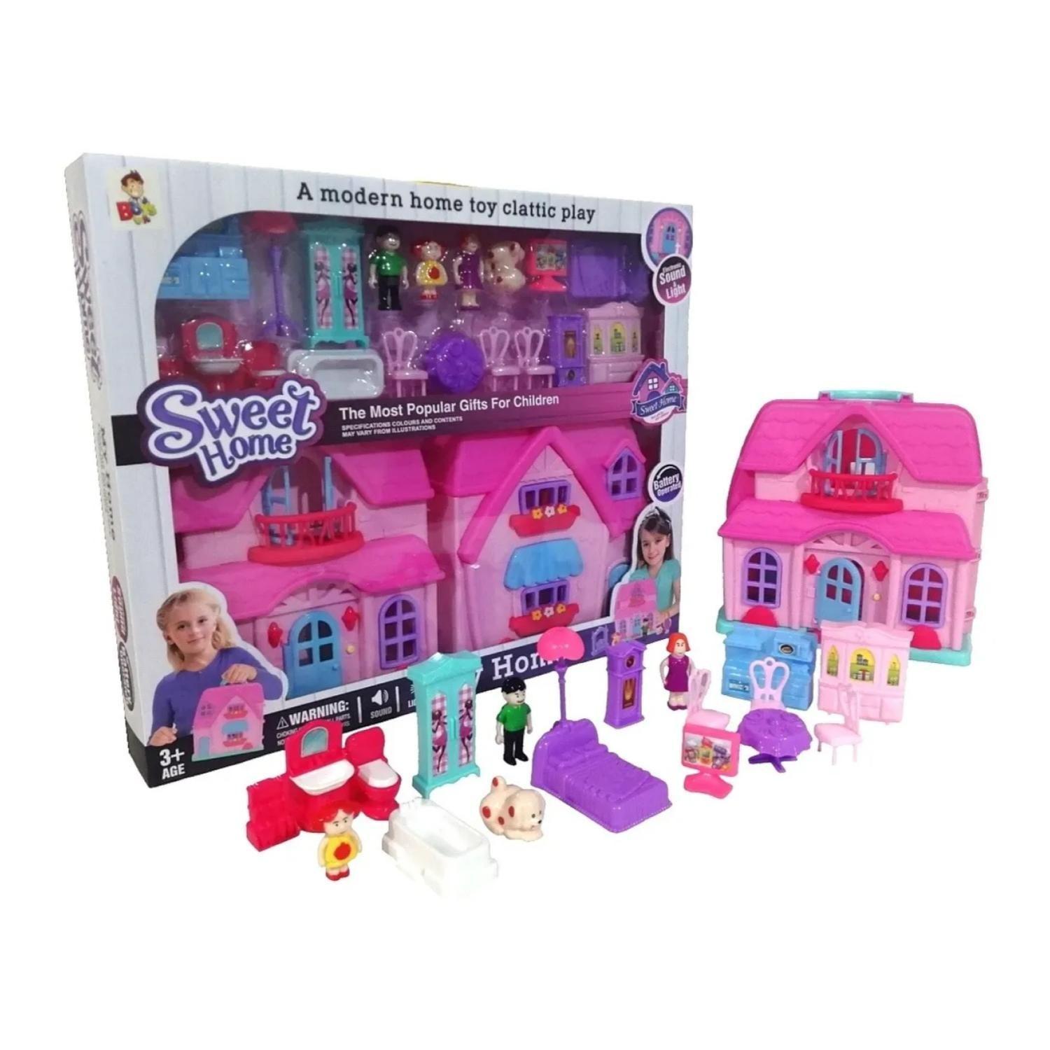 Juguete Casa De Muñecas Con Accesorios Luz Sonido Infantil-4