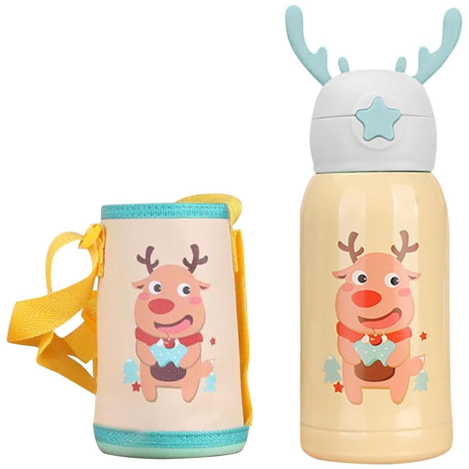 Botella De Agua Portatil 500ml Reno Kawaii Naranja Infantil-1