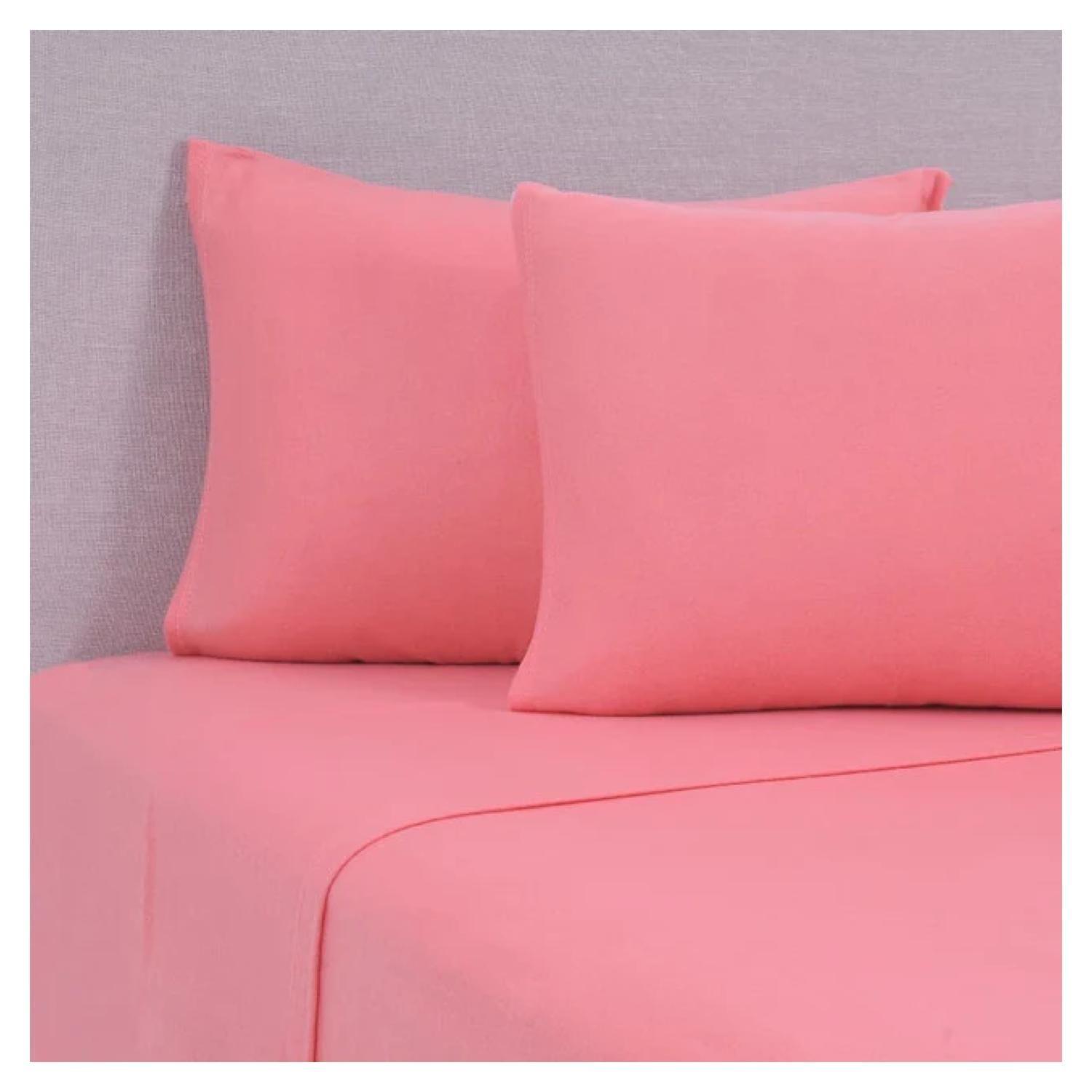 Juego De Sabanas De Polar 2 Plazas 240x210cm Rosado Coral Mashini-1