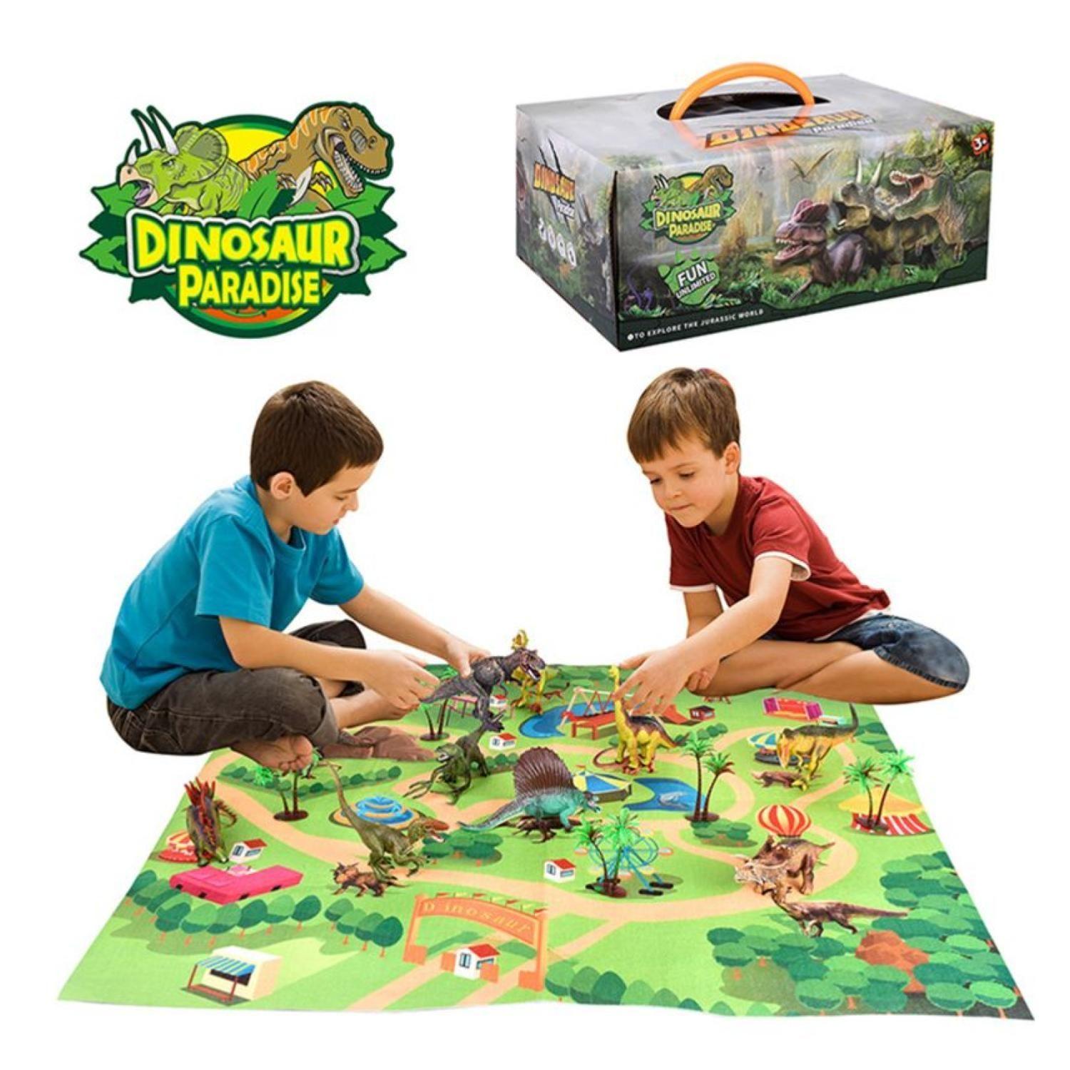 Juguete Alfombra Con Dinosaurios Y Accesorios 14 Piezas Infantil-1