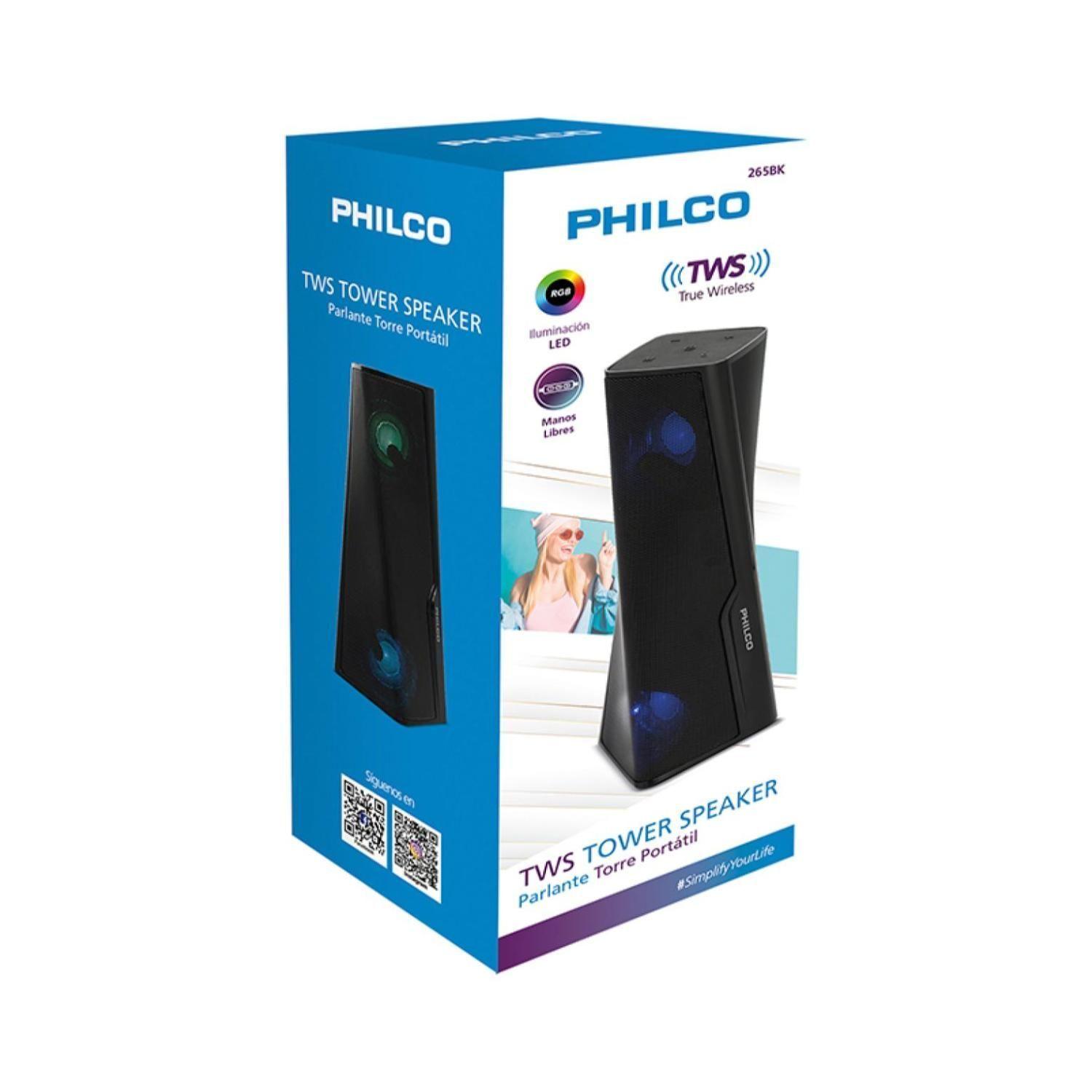 Parlante Bluetooth Tower RGB USB AUX TWS Negro 265BK-1