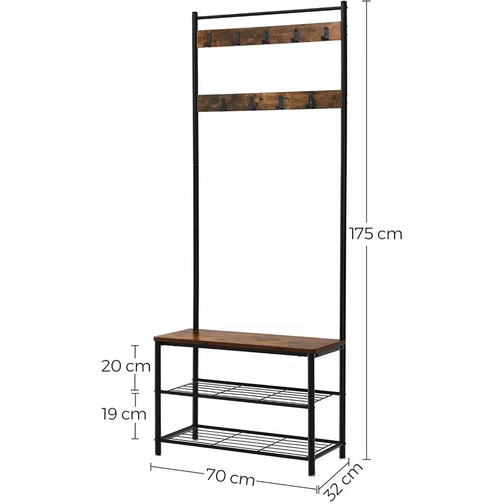 Mueble Recibidor Perchero Estilo Industrial Daven Madera-1