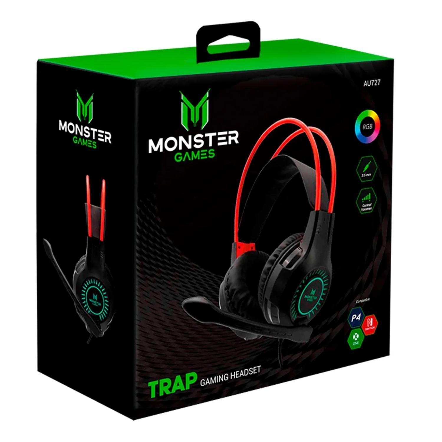 Audifonos Gamer Jack 3.5 USB PC RGB Negro Trap-3