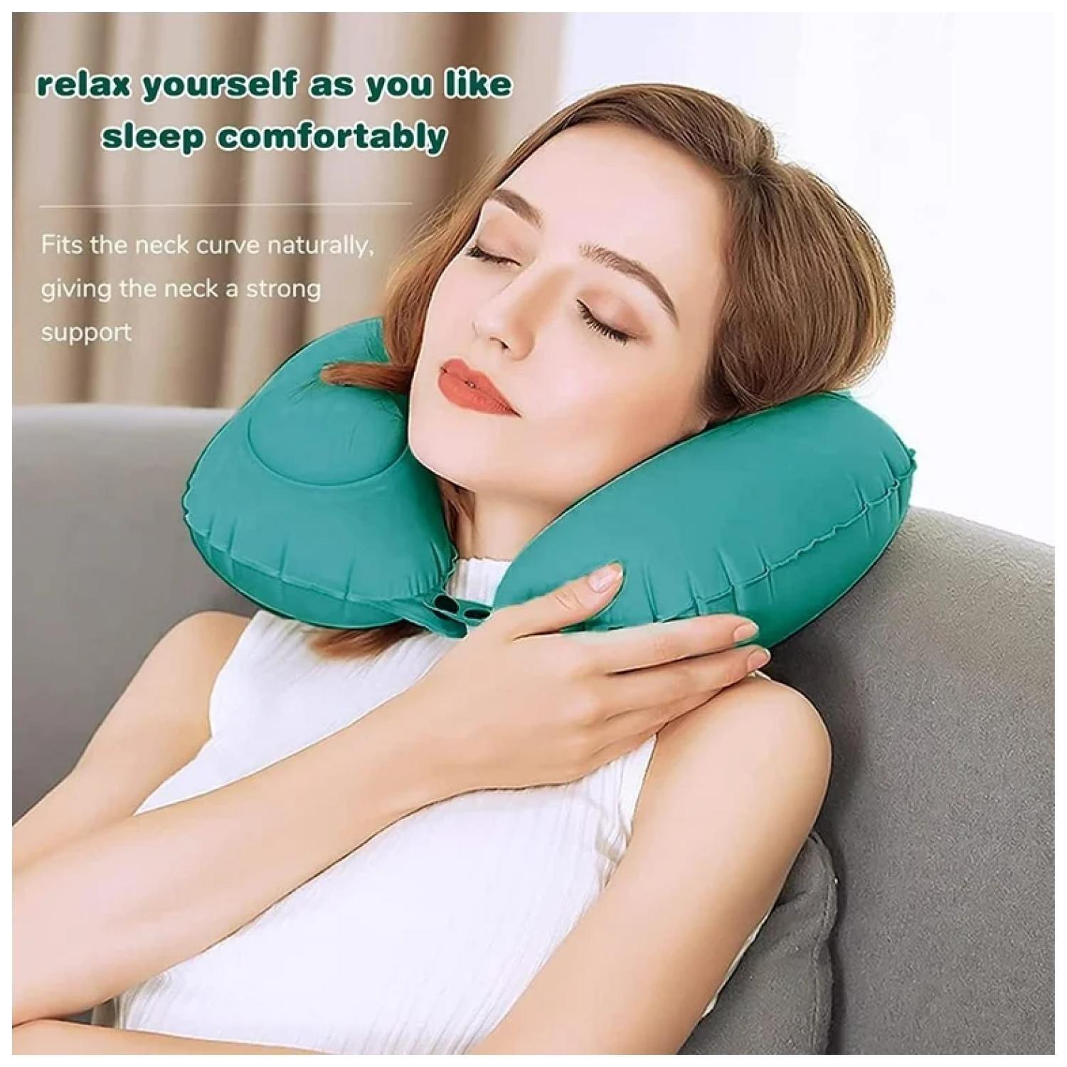 Almohada Cojin Inflable Para Viajes En Forma De U-4