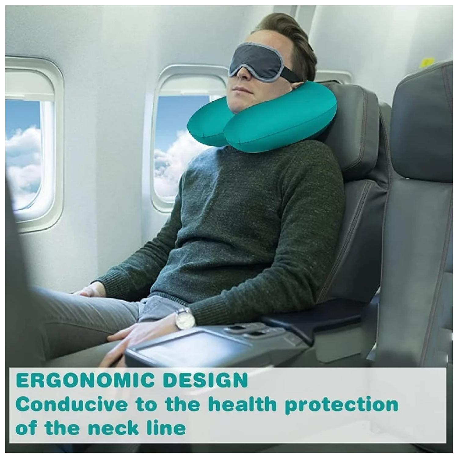 Almohada Cojin Inflable Para Viajes En Forma De U-5