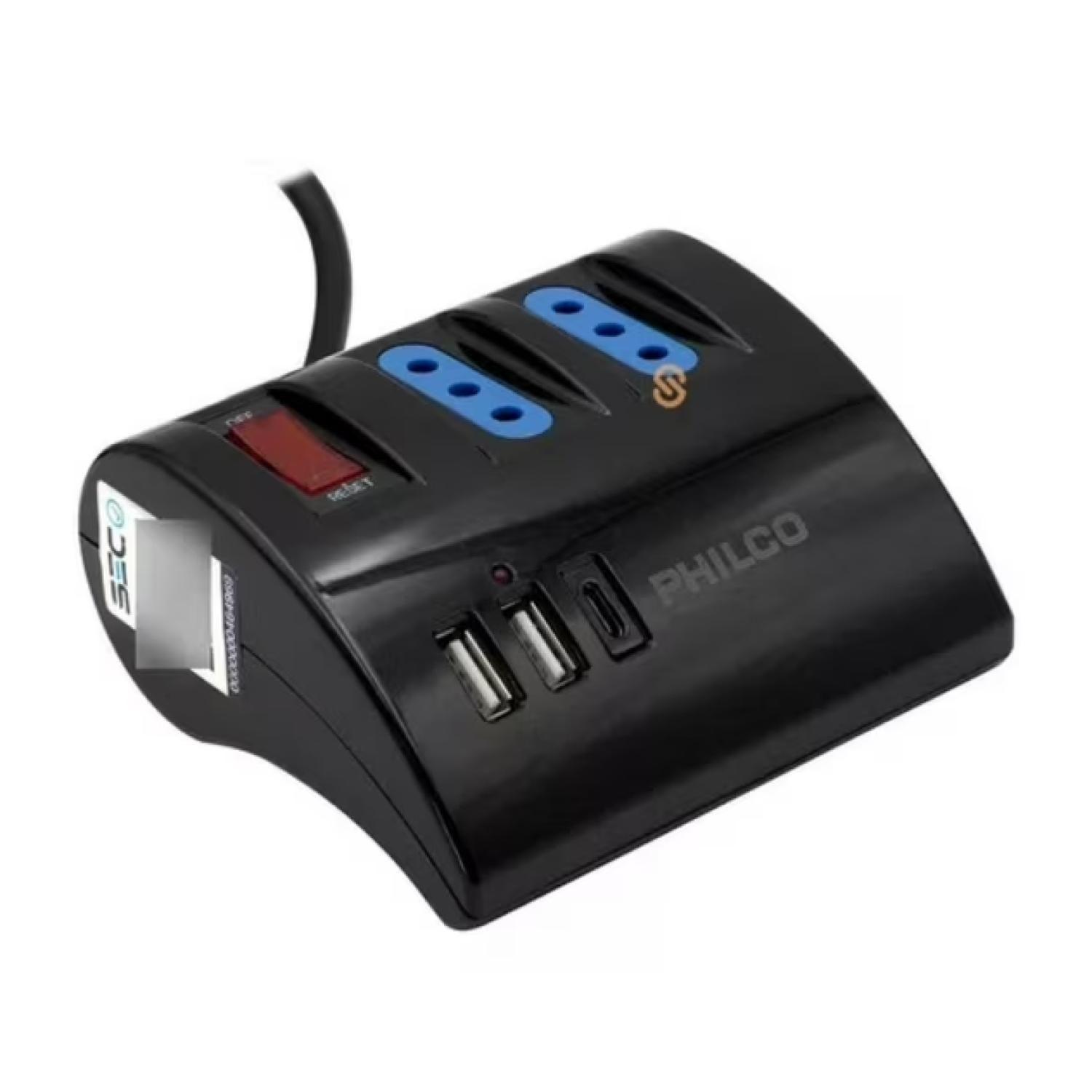 Zapatilla Alargador Extension De Escritorio USB C Negro-2