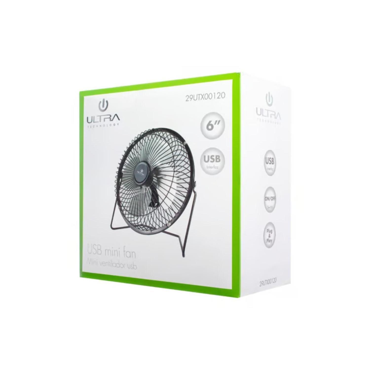 Mini Ventilador 6" De Mesa USB Negro-2