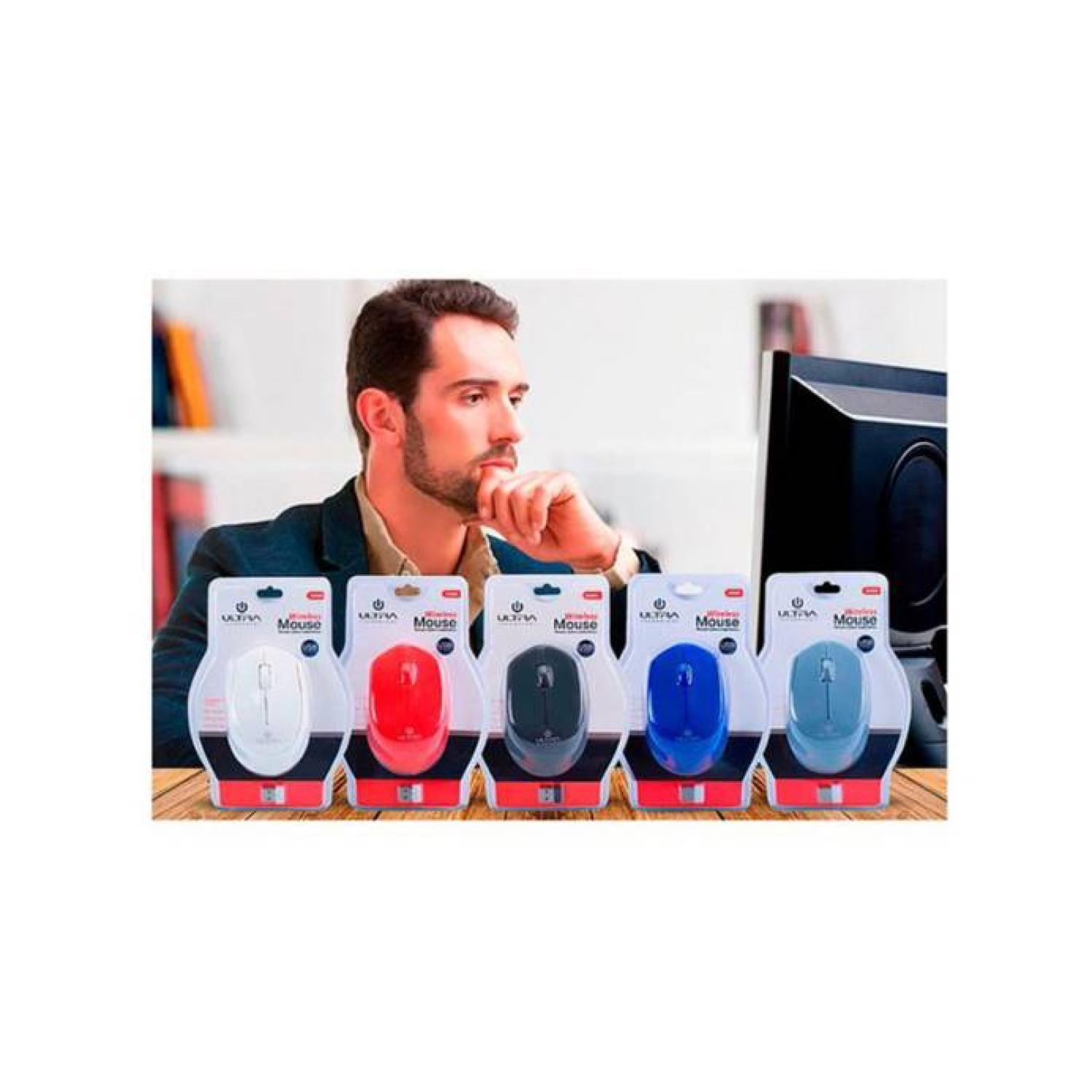 Mouse Inalambrico USB 3 Botones Rojo Ultra-1